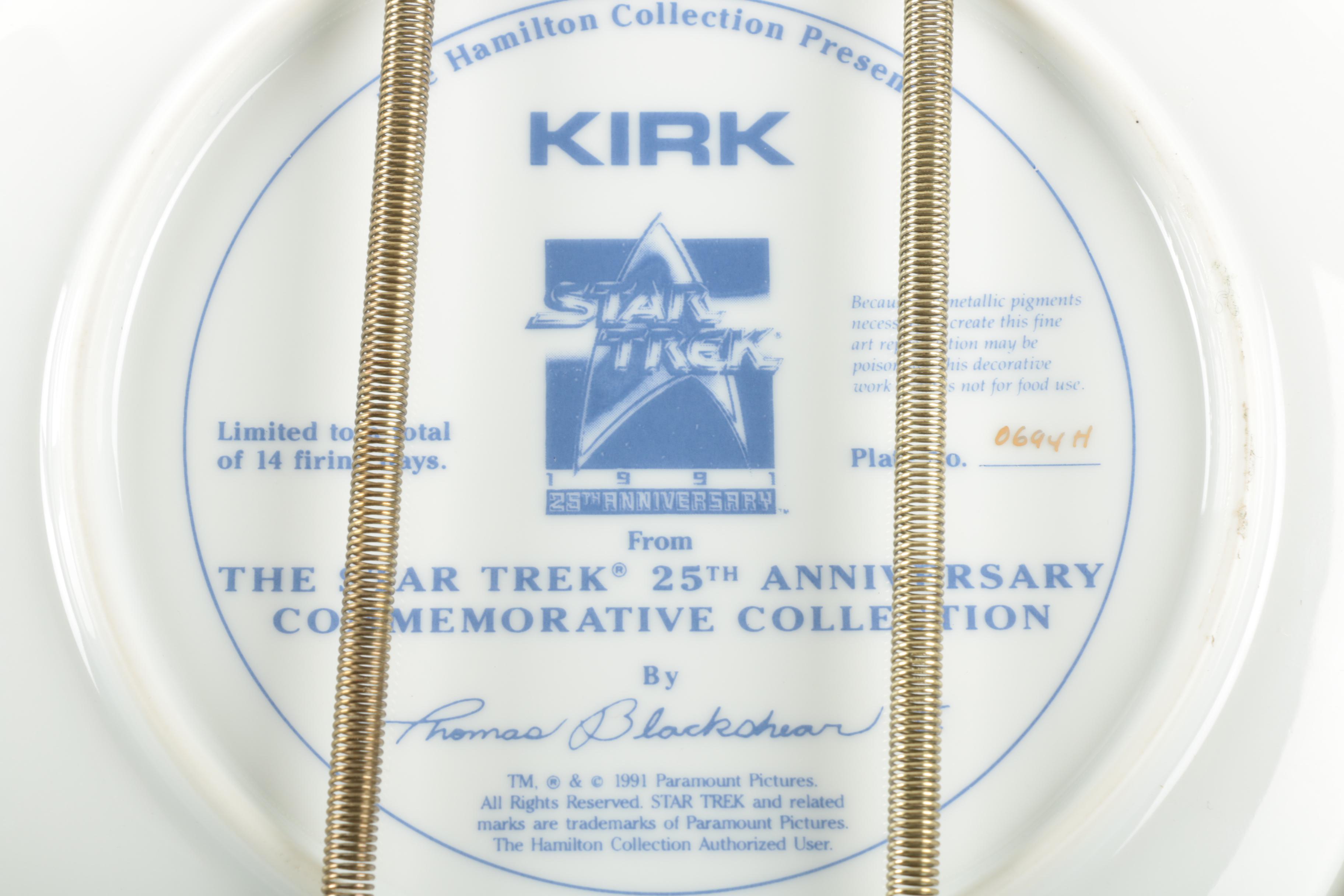 "Star Trek" Captain Kirk Commemorative Plate by the Hamilton Collection