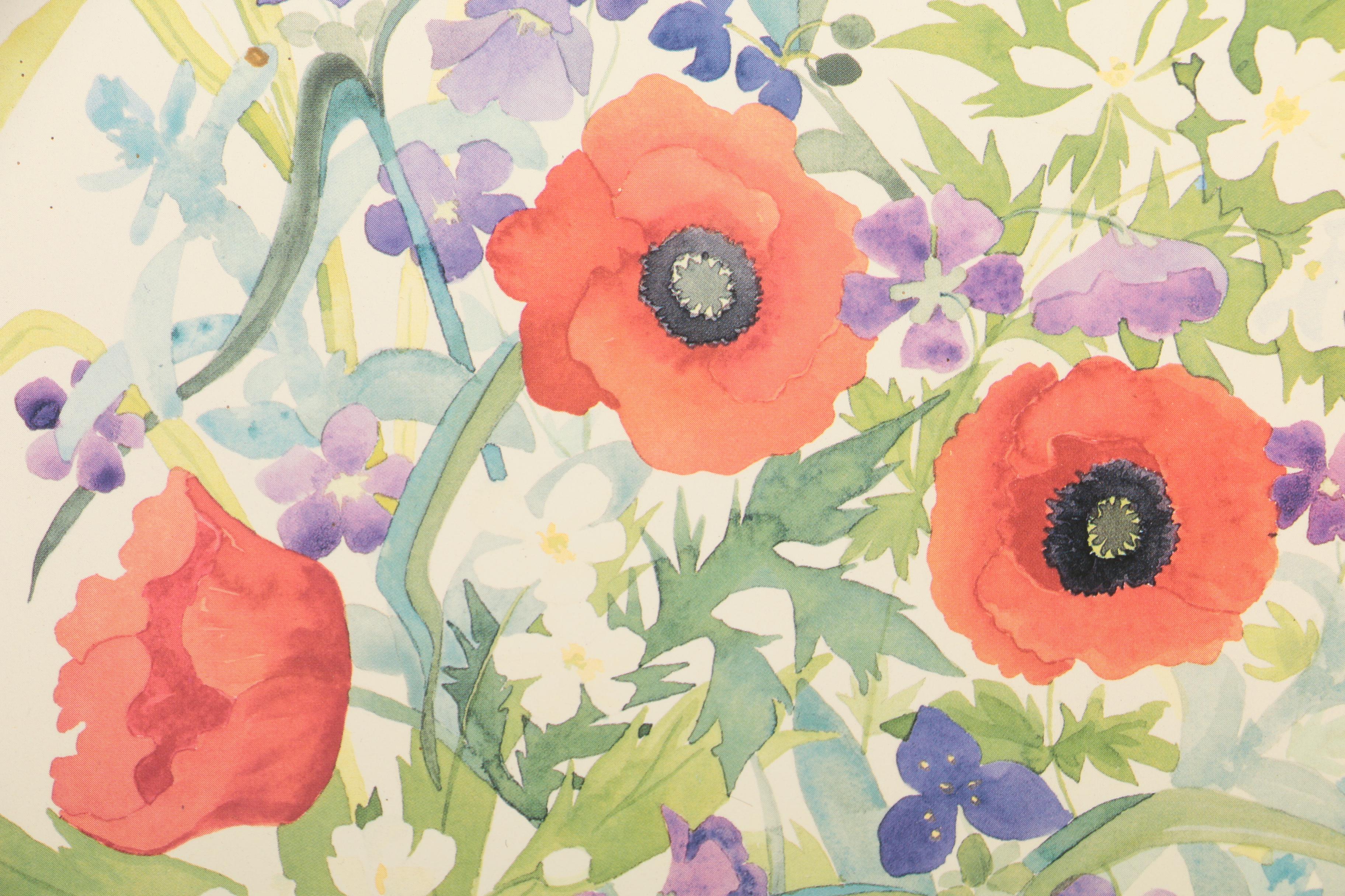 Signed Offset Lithograph After Anne Killian Painting of Flowers