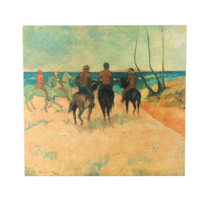 Giclee on Wooden Panel After Paul Gauguin's "Horsemen on the Beach"