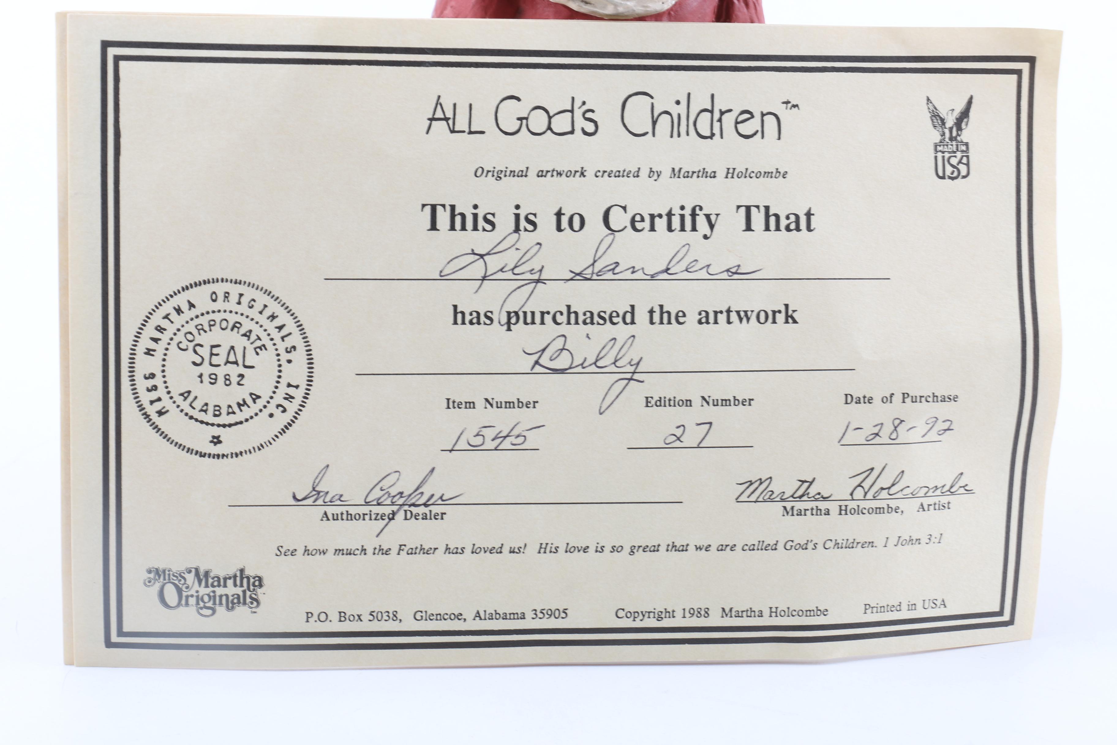 Martha Holocombe "All God's Children" Limited Edition Resin Figurines