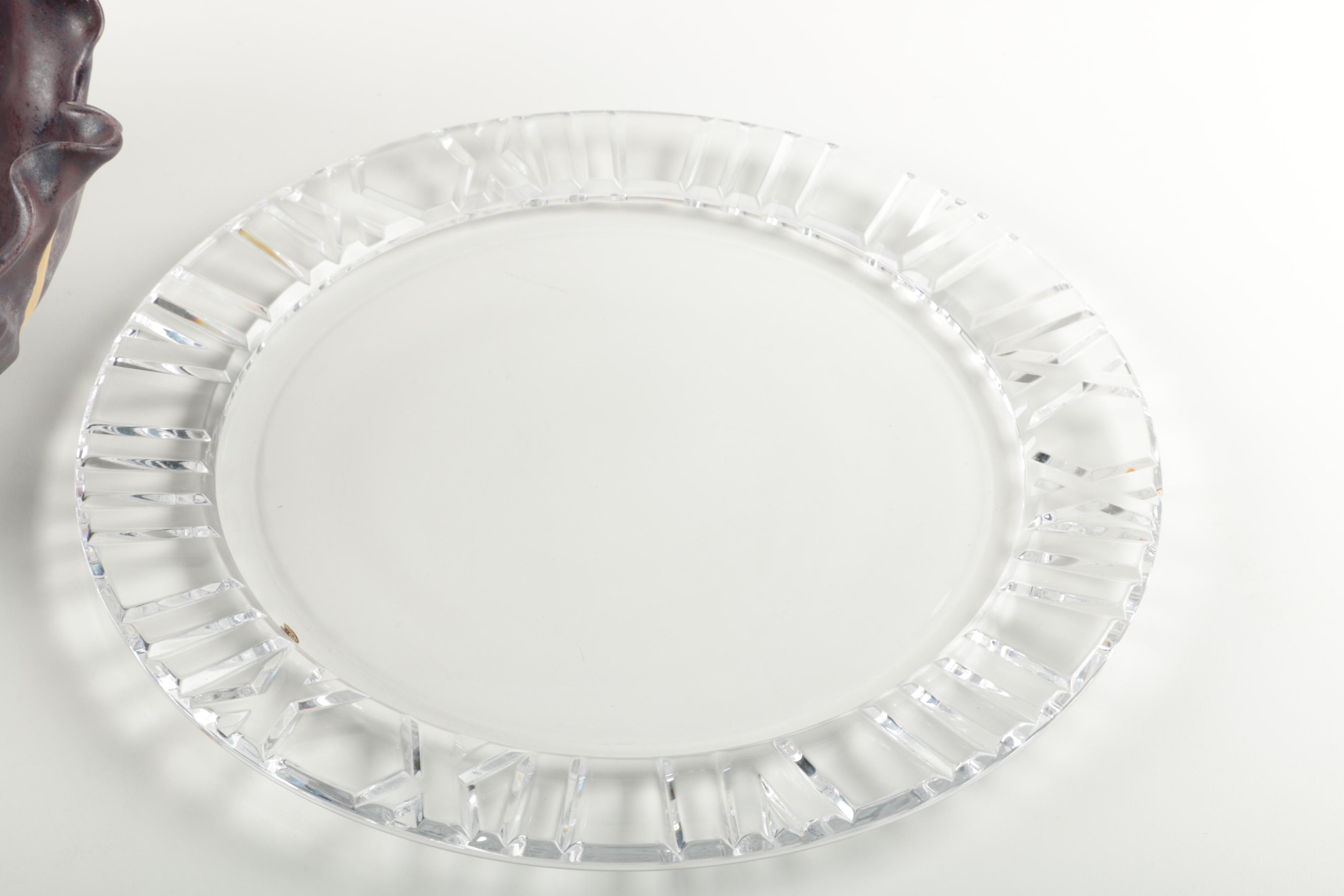 Crystal Platter, Ceramic Serving Plate and Bowl