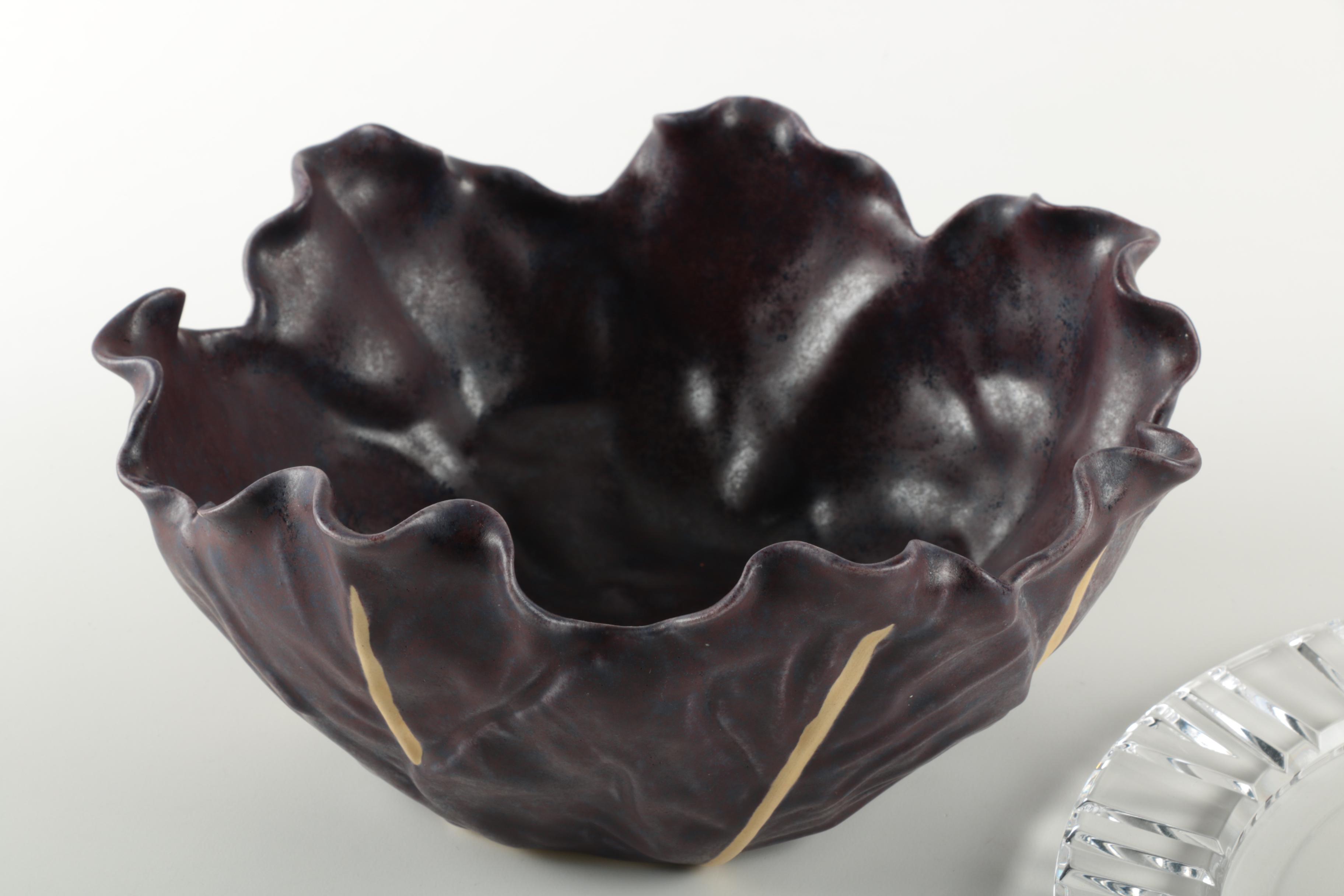 Crystal Platter, Ceramic Serving Plate and Bowl