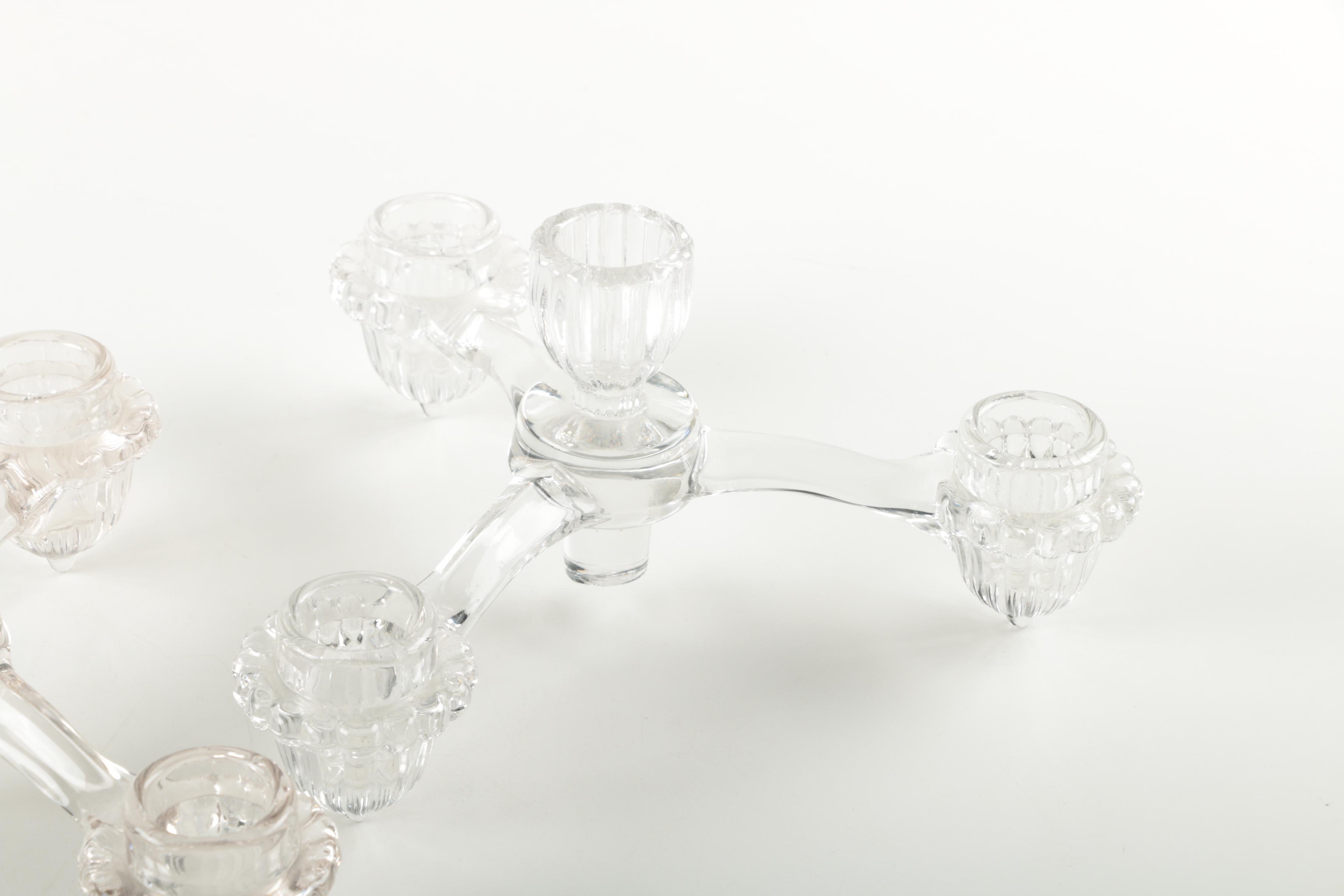 Pair of Glass Candle Holders