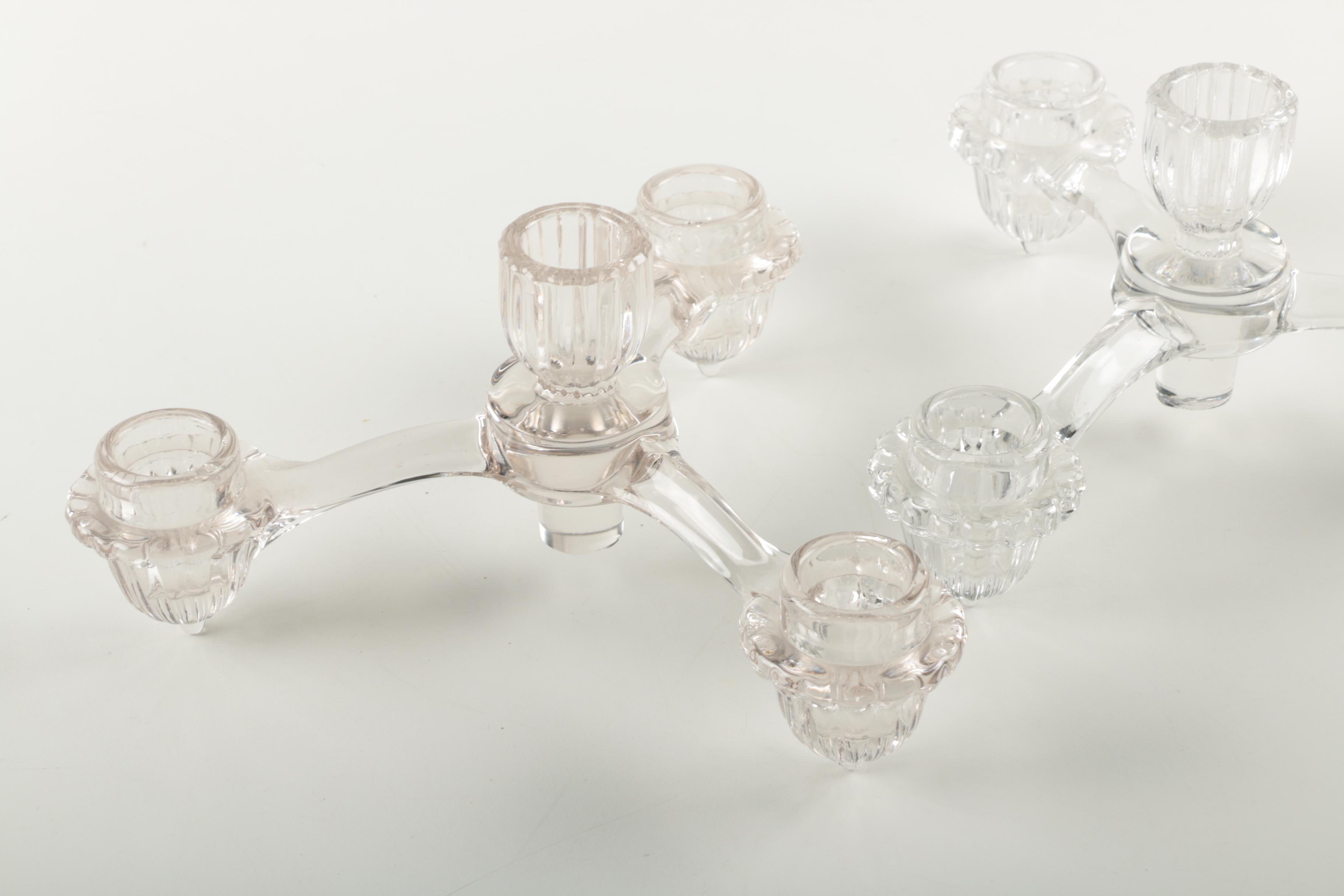 Pair of Glass Candle Holders