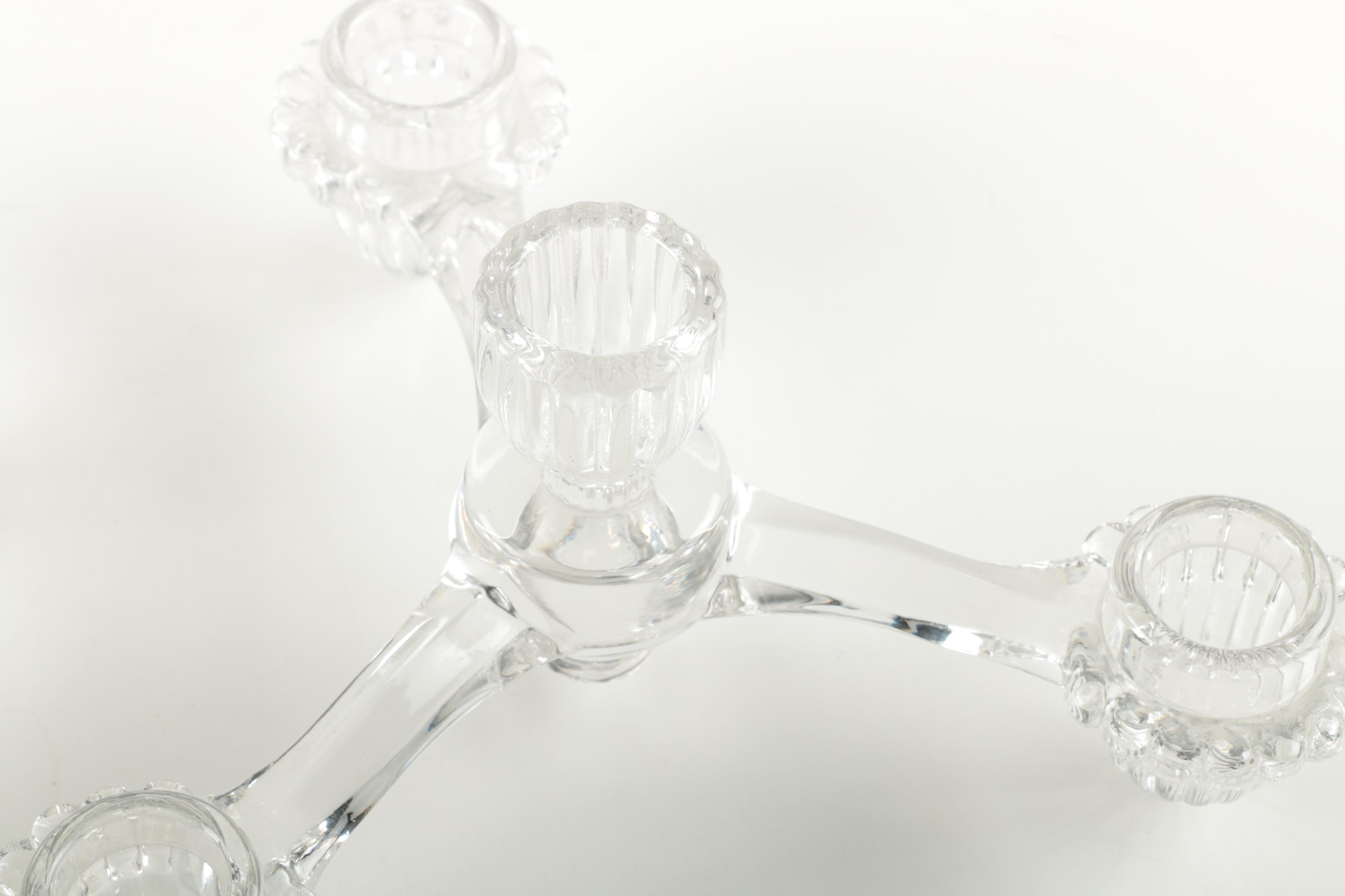 Pair of Glass Candle Holders