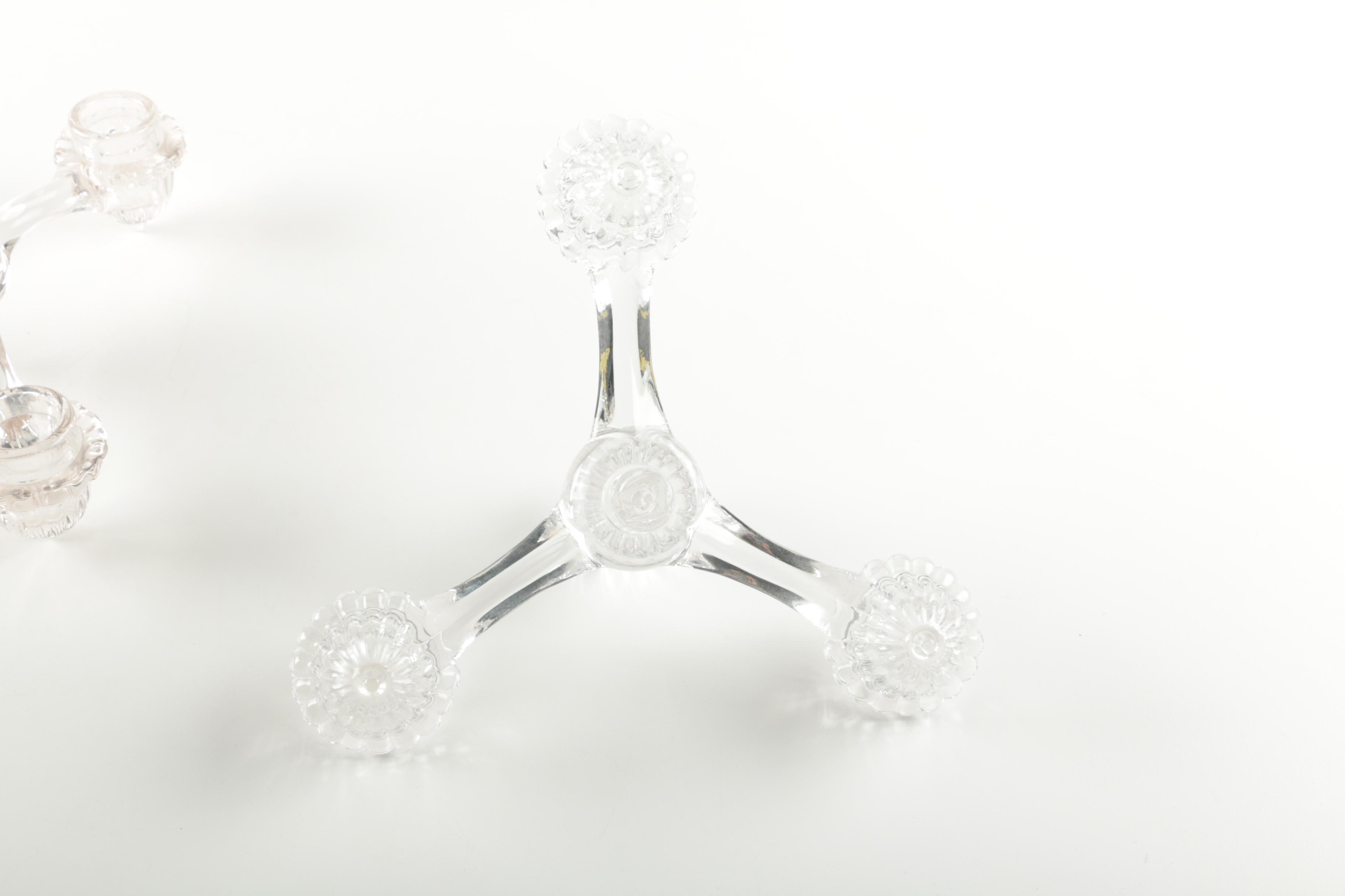 Pair of Glass Candle Holders