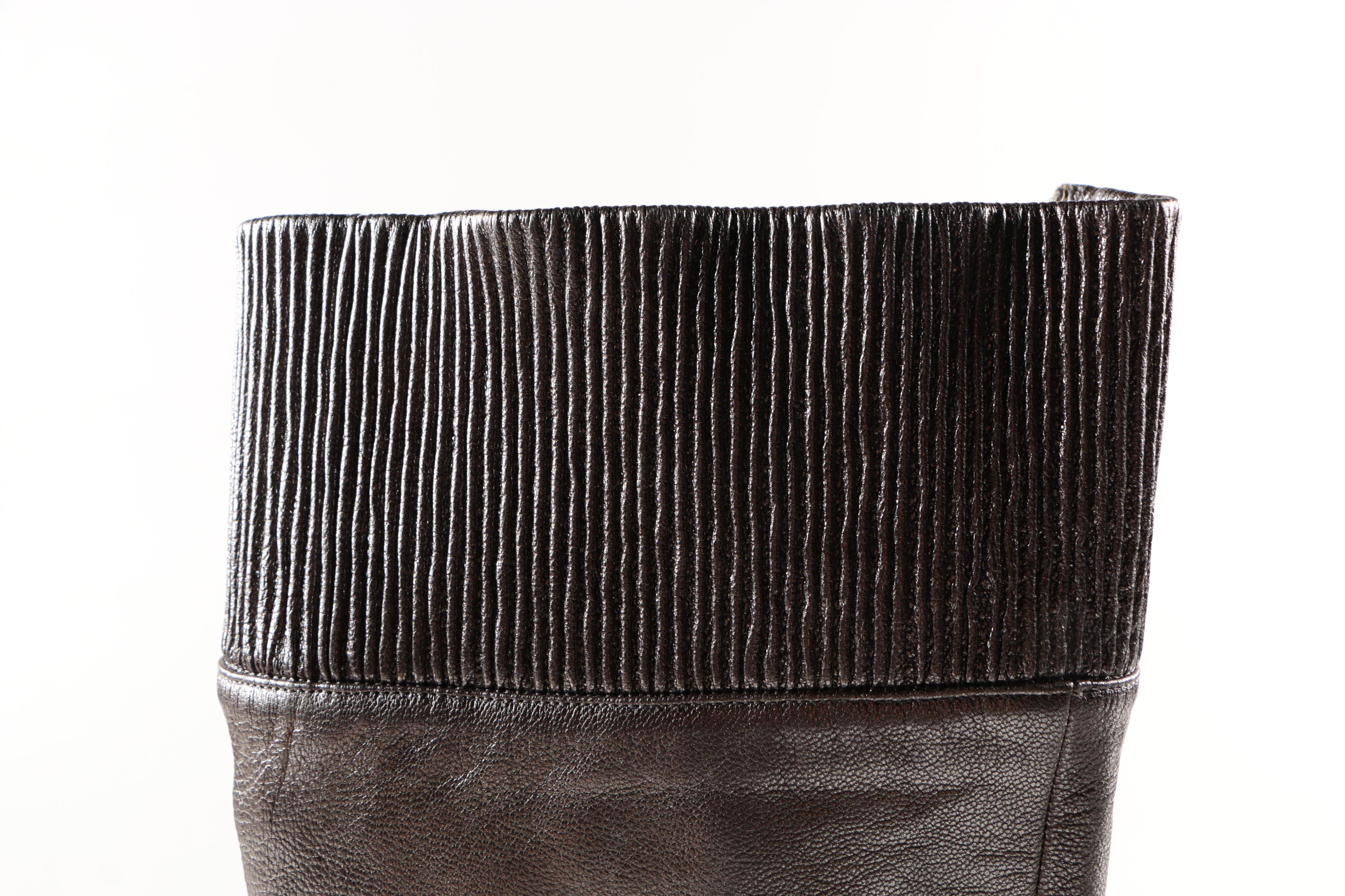 Sigerson Morrison Metallic Silver Tone Knee-High Leather Boots