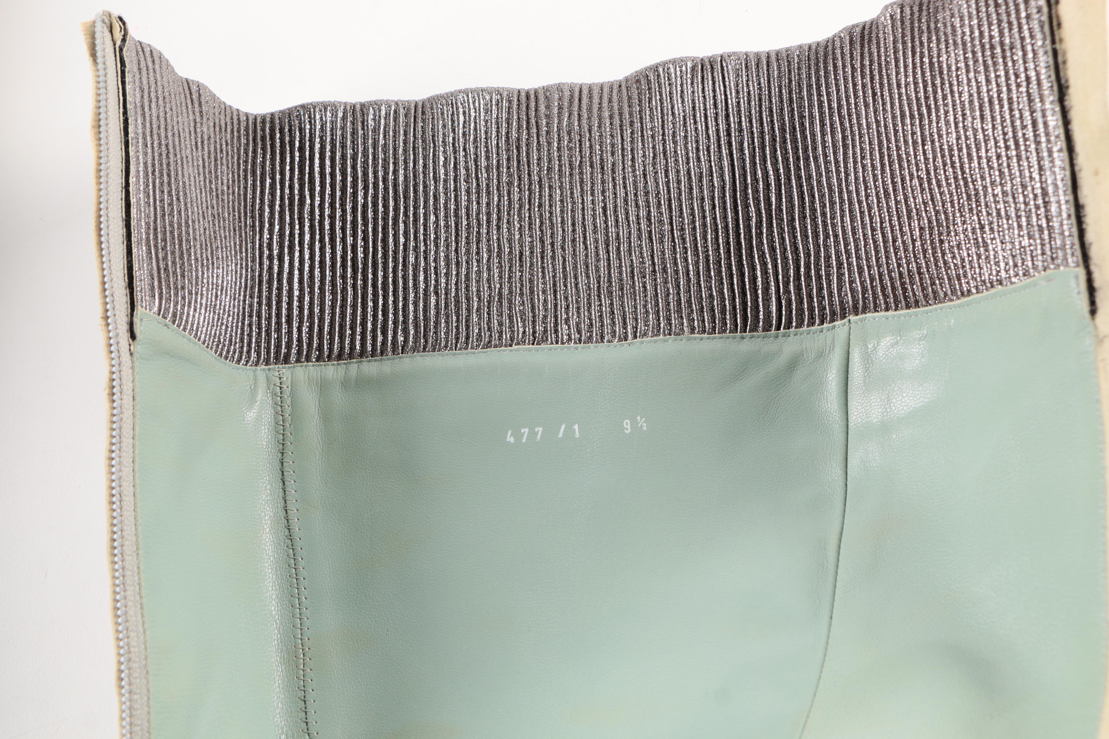 Sigerson Morrison Metallic Silver Tone Knee-High Leather Boots