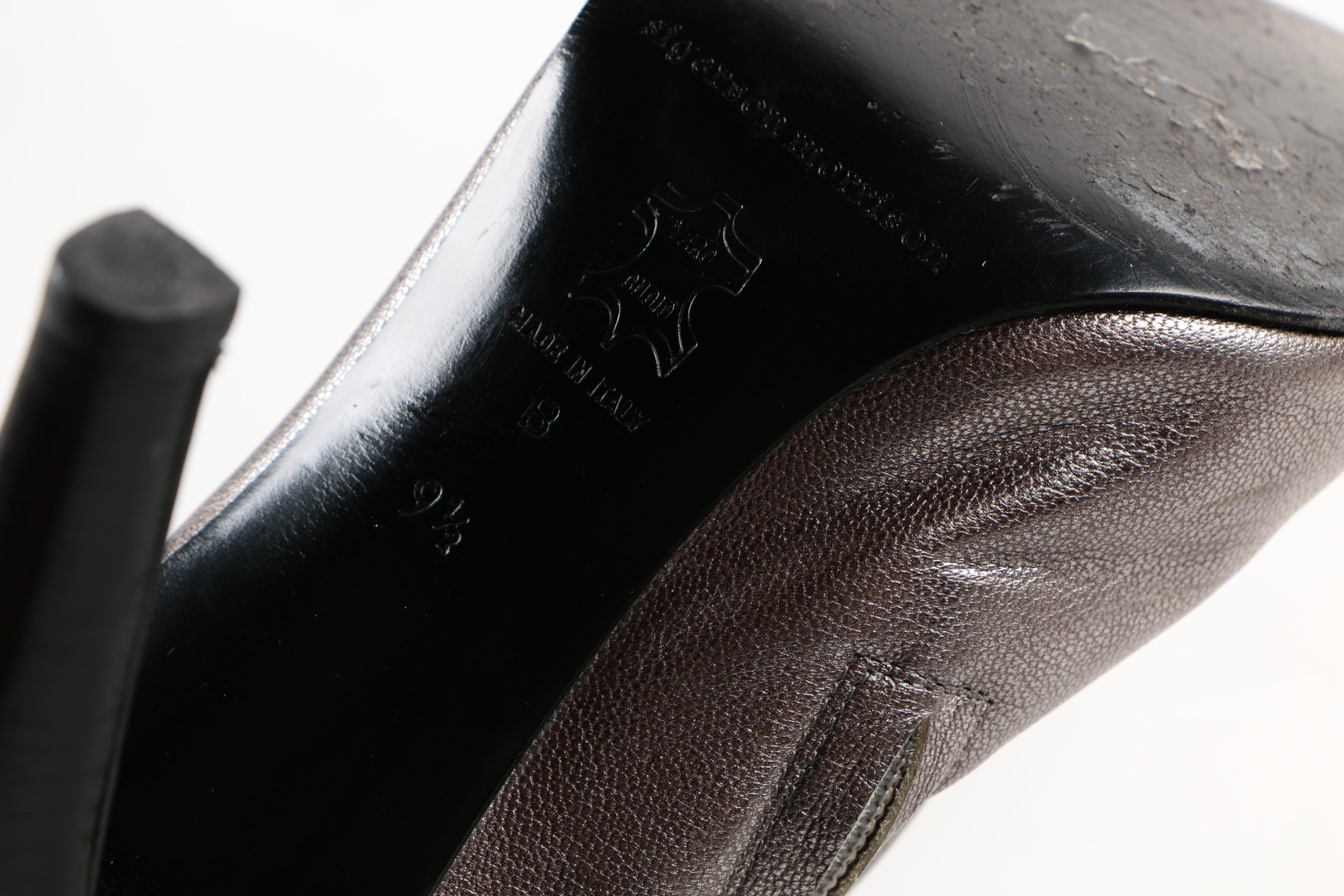 Sigerson Morrison Metallic Silver Tone Knee-High Leather Boots