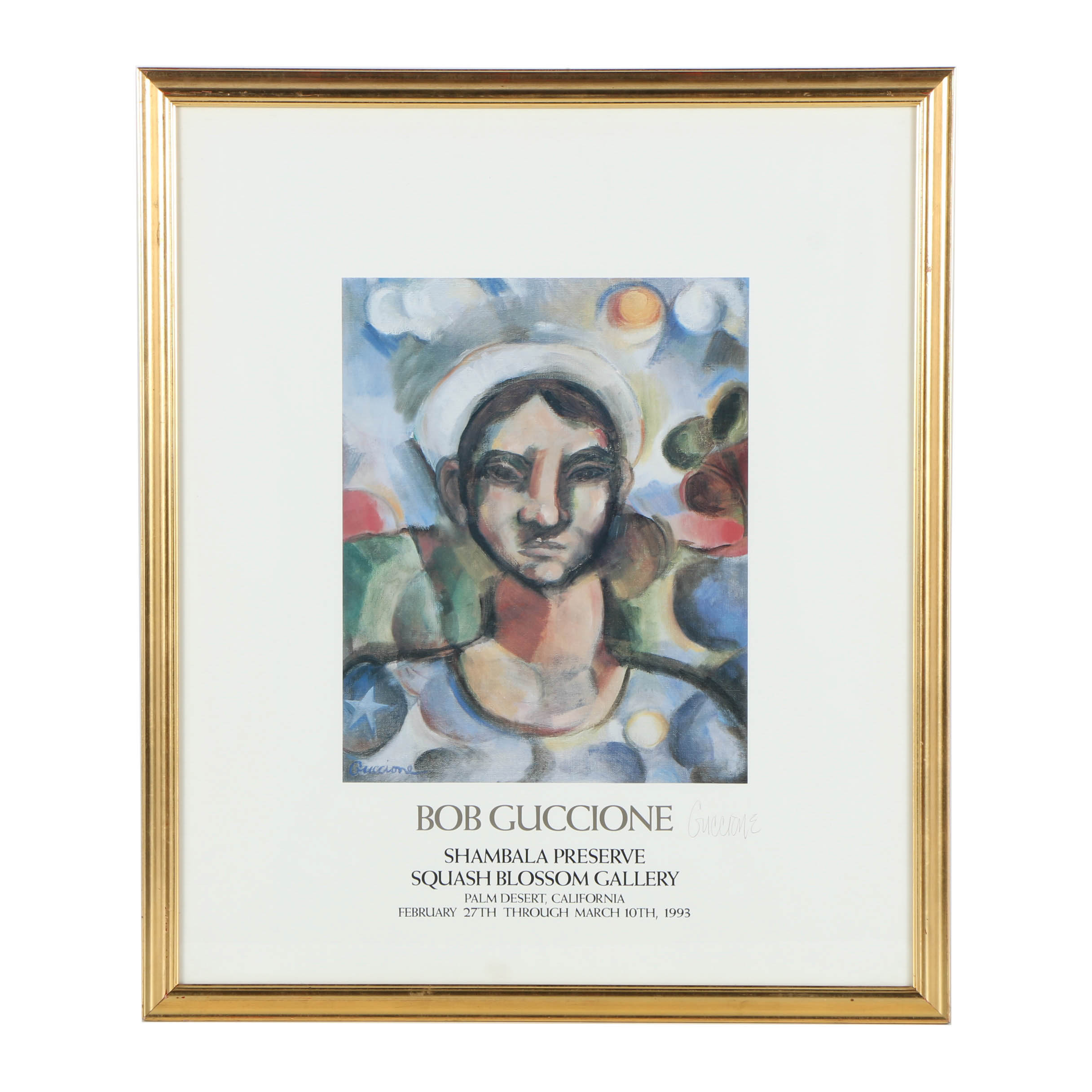 Signed Bob Guccione Offset Lithograph on Paper Exhibition Poster