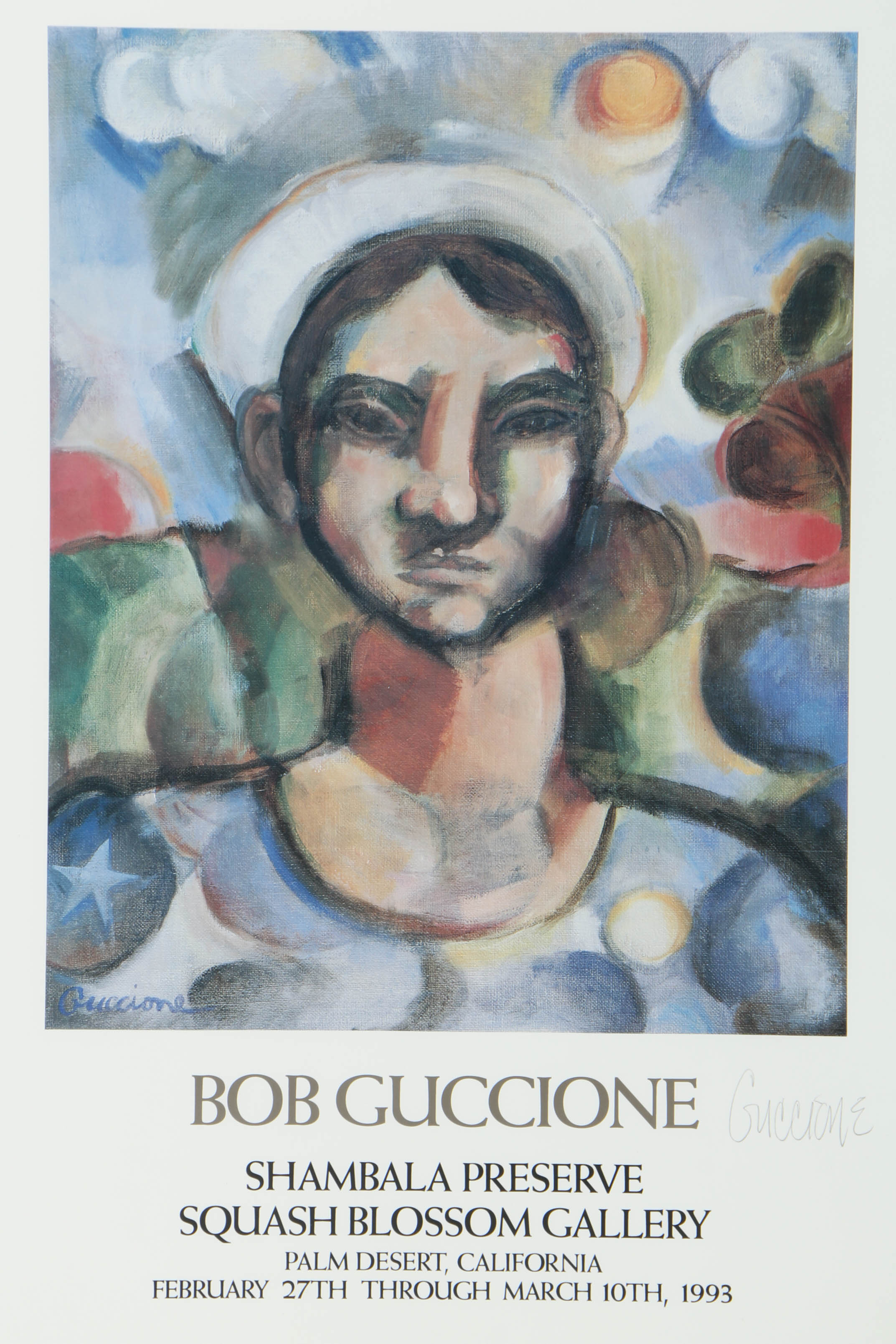 Signed Bob Guccione Offset Lithograph on Paper Exhibition Poster