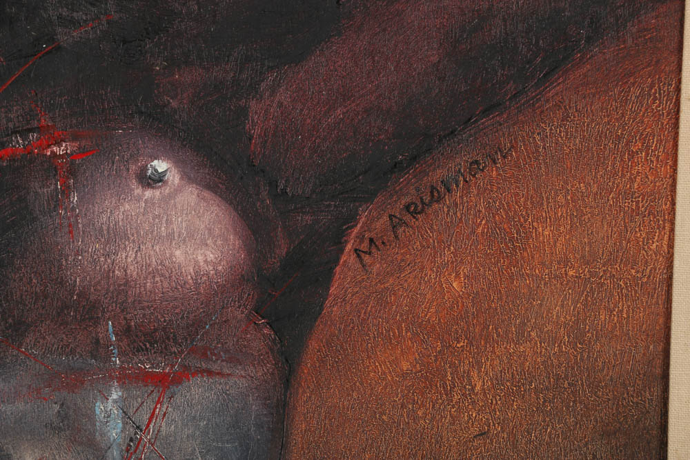 Marshall Arisman Oil Painting on Board of Nude Male Torso