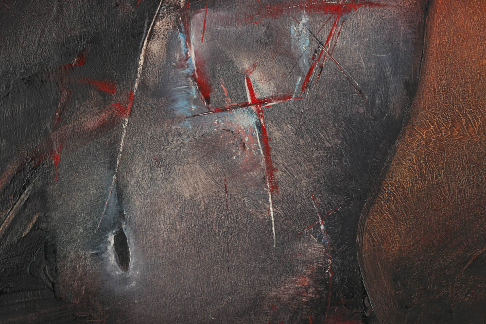 Marshall Arisman Oil Painting on Board of Nude Male Torso