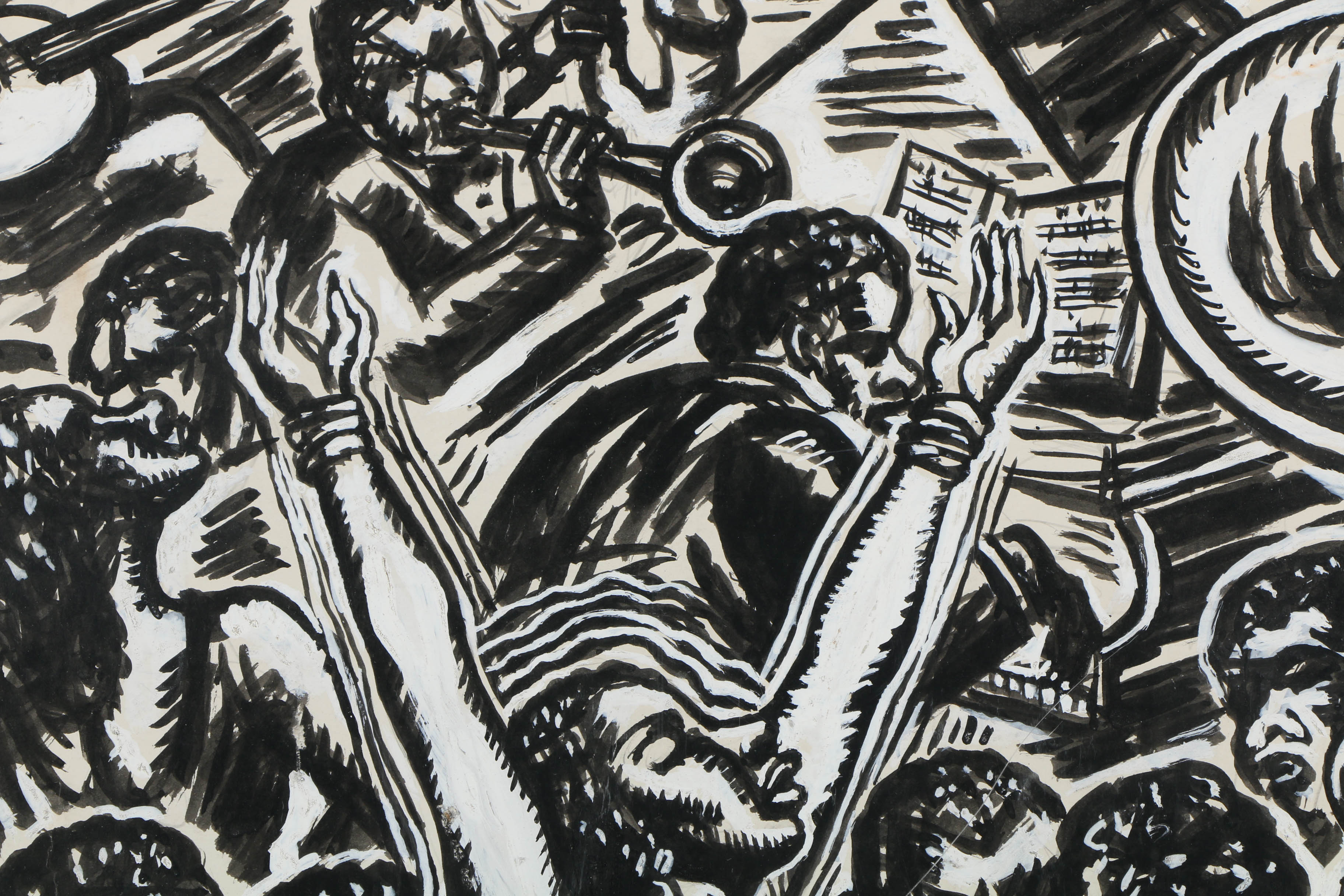 Paul Meltsner Gouache Painting on Paper of a Lounge Scene