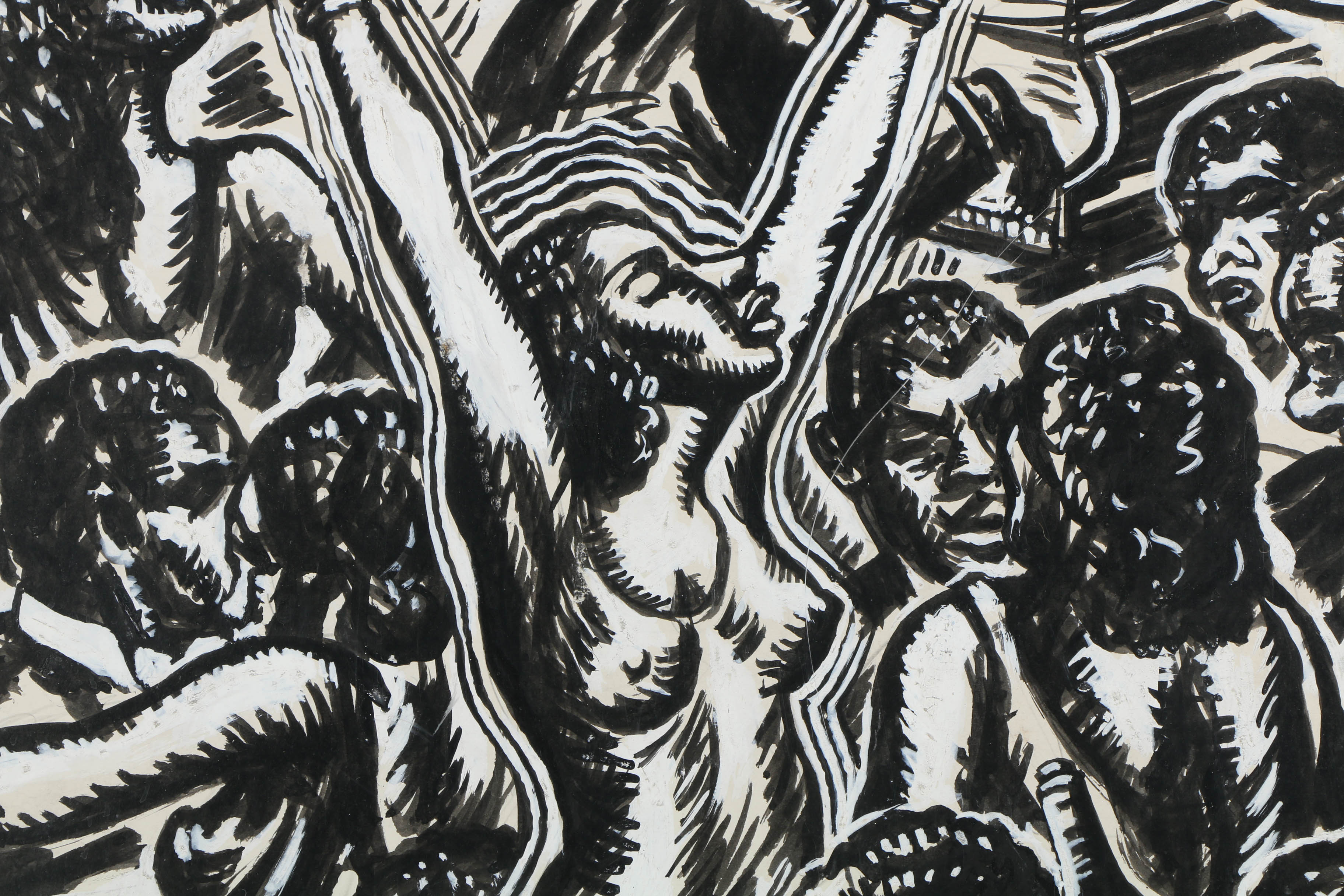 Paul Meltsner Gouache Painting on Paper of a Lounge Scene