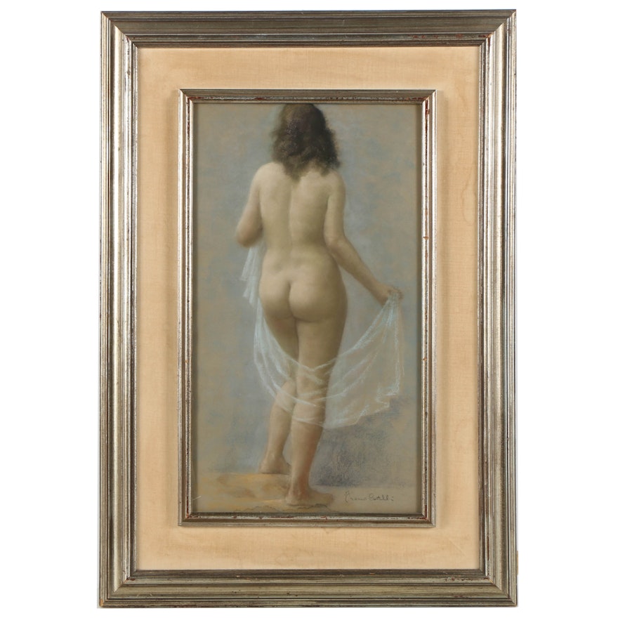Pastel Drawing on Paper "Nude from Behind"