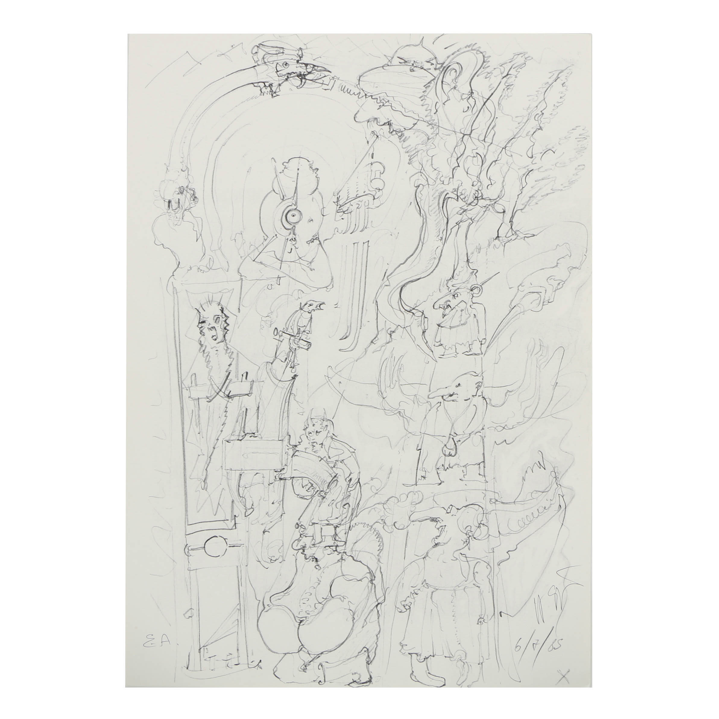 H. R. Giger Artist's Proof Halftone Print on Paper "Poltergeist Sketch"