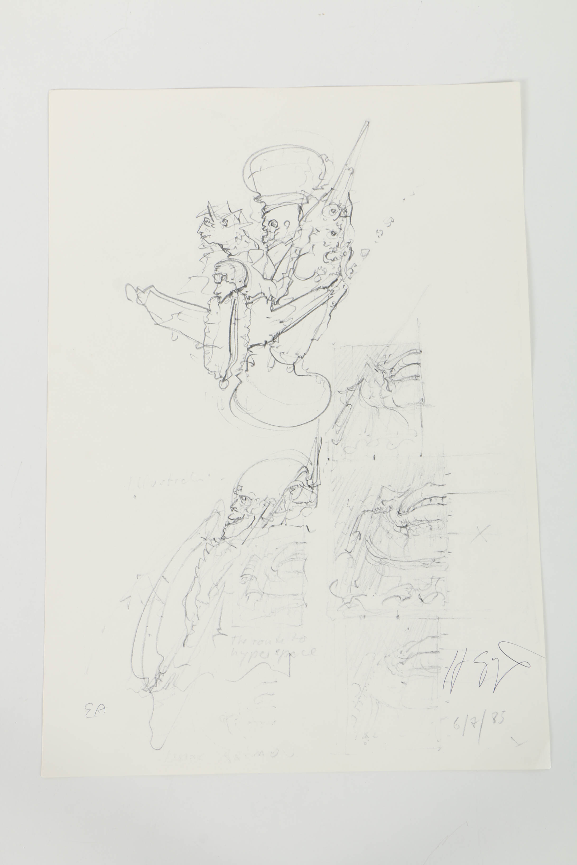 H. R. Giger Artist's Proof Halftone Print on Paper "Biomechanics Sketch"