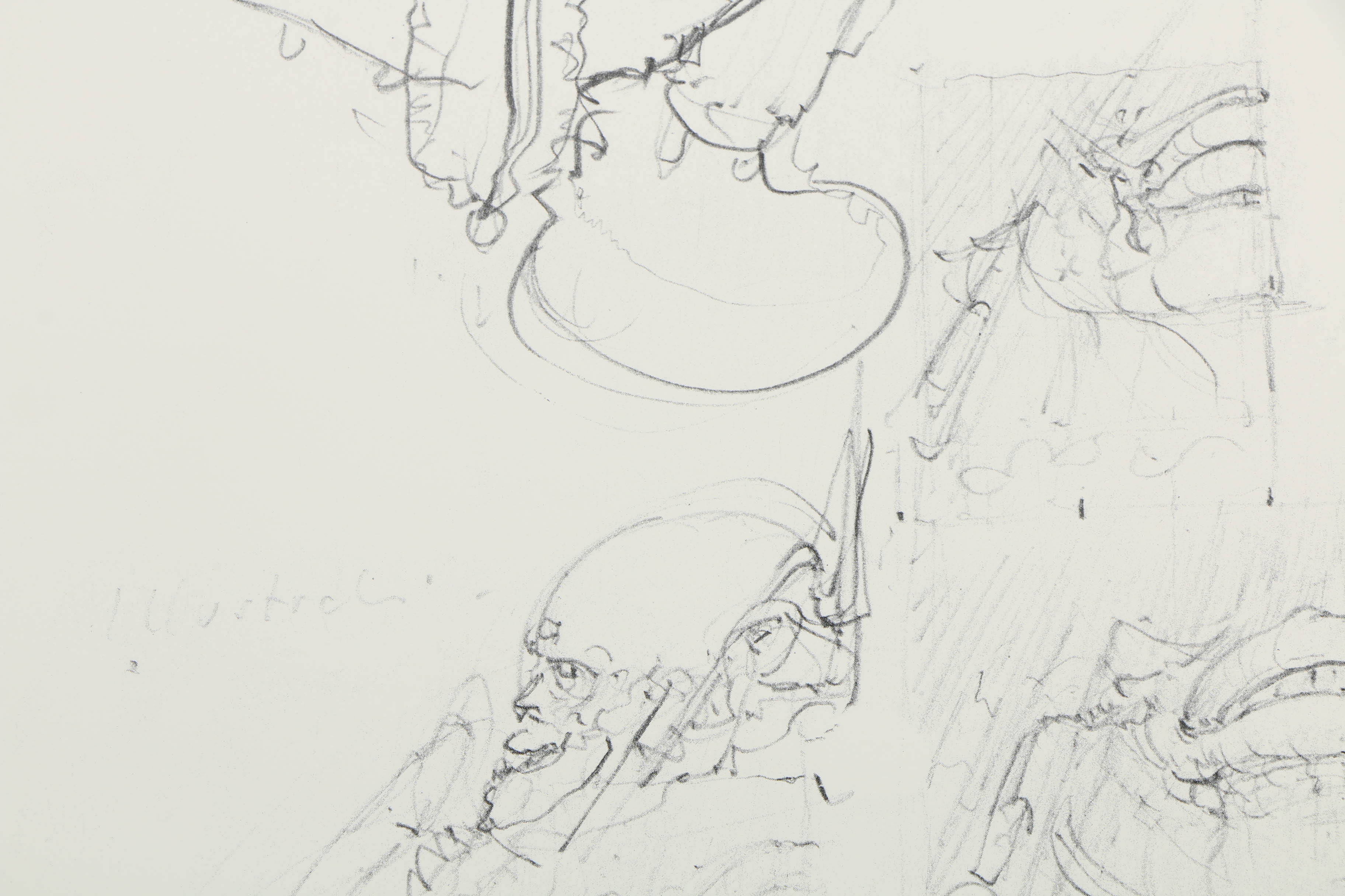 H. R. Giger Artist's Proof Halftone Print on Paper "Biomechanics Sketch"