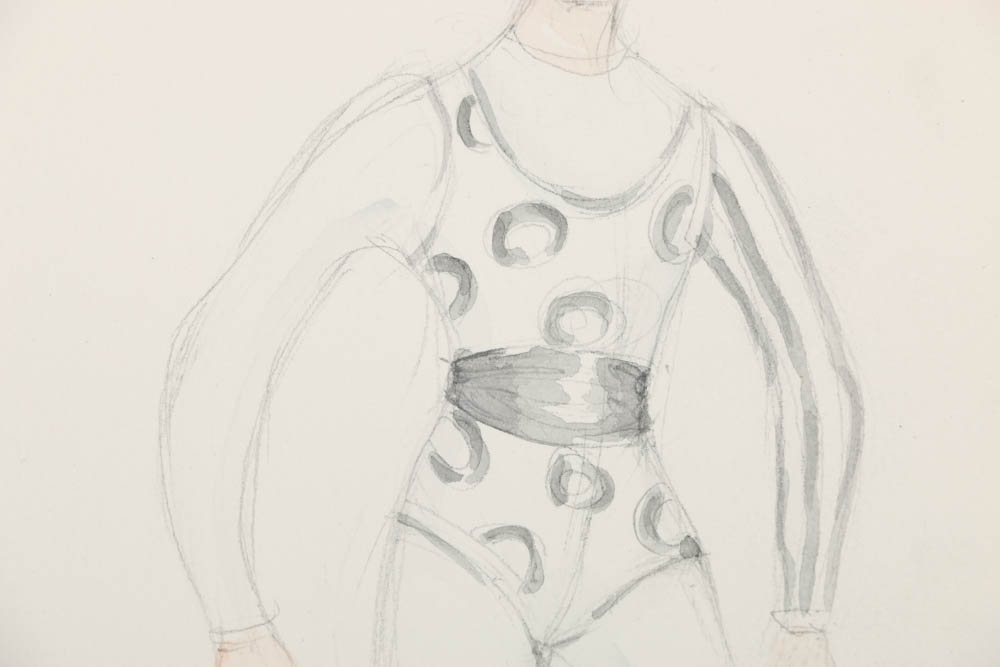 Graphite and Watercolor Drawing on Paper "Barnum Crossover"