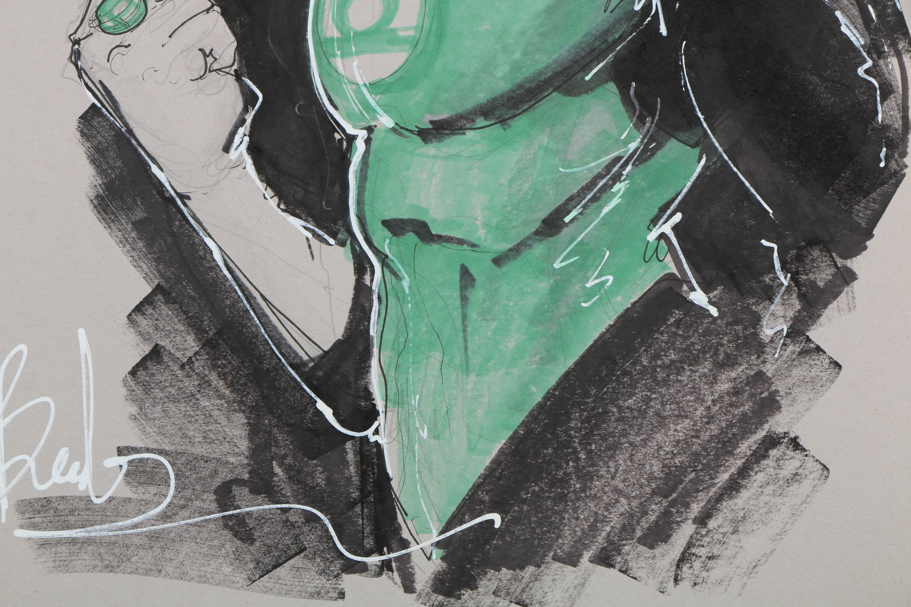 Brad Walker Ink Sketch on Paper of Green Lantern