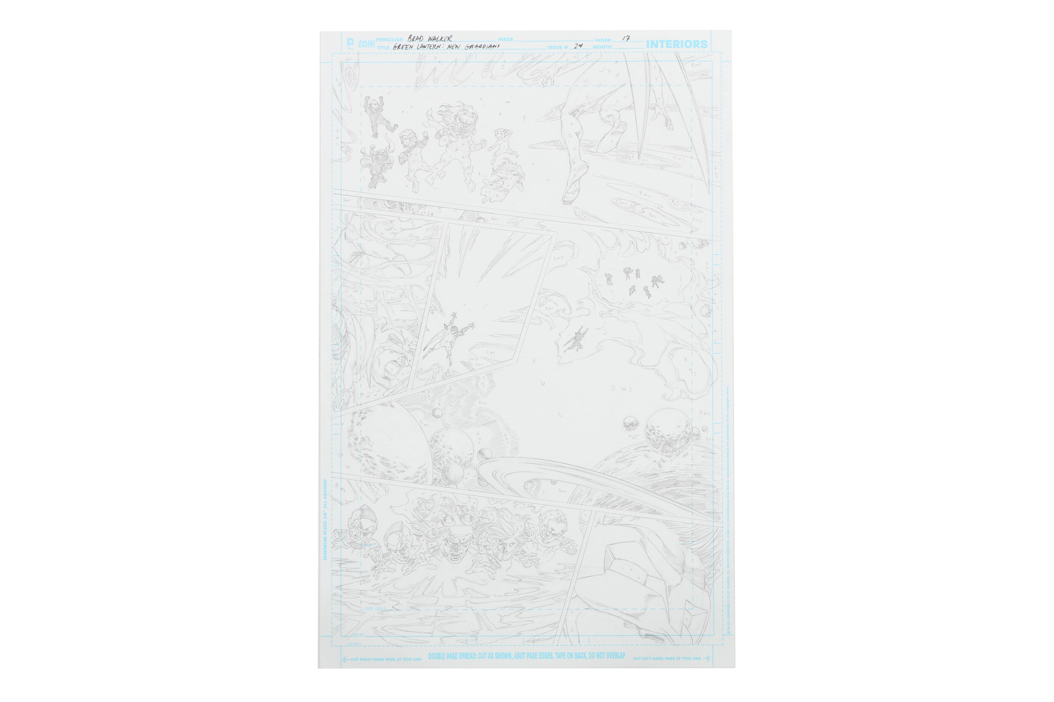 Pair of Brad Walker Ink and Graphite Drawings "Green Lantern: New Guardians"