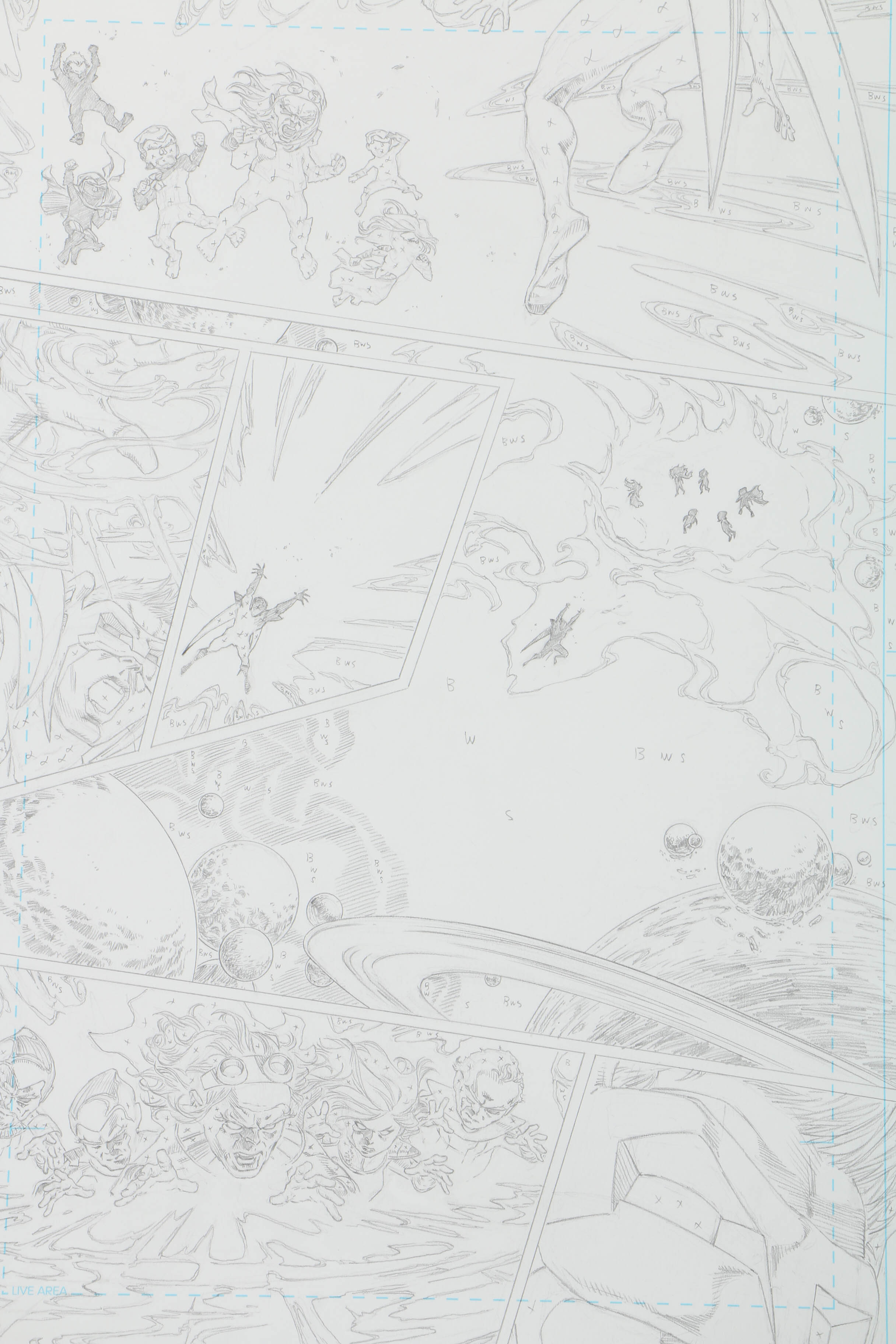 Pair of Brad Walker Ink and Graphite Drawings "Green Lantern: New Guardians"