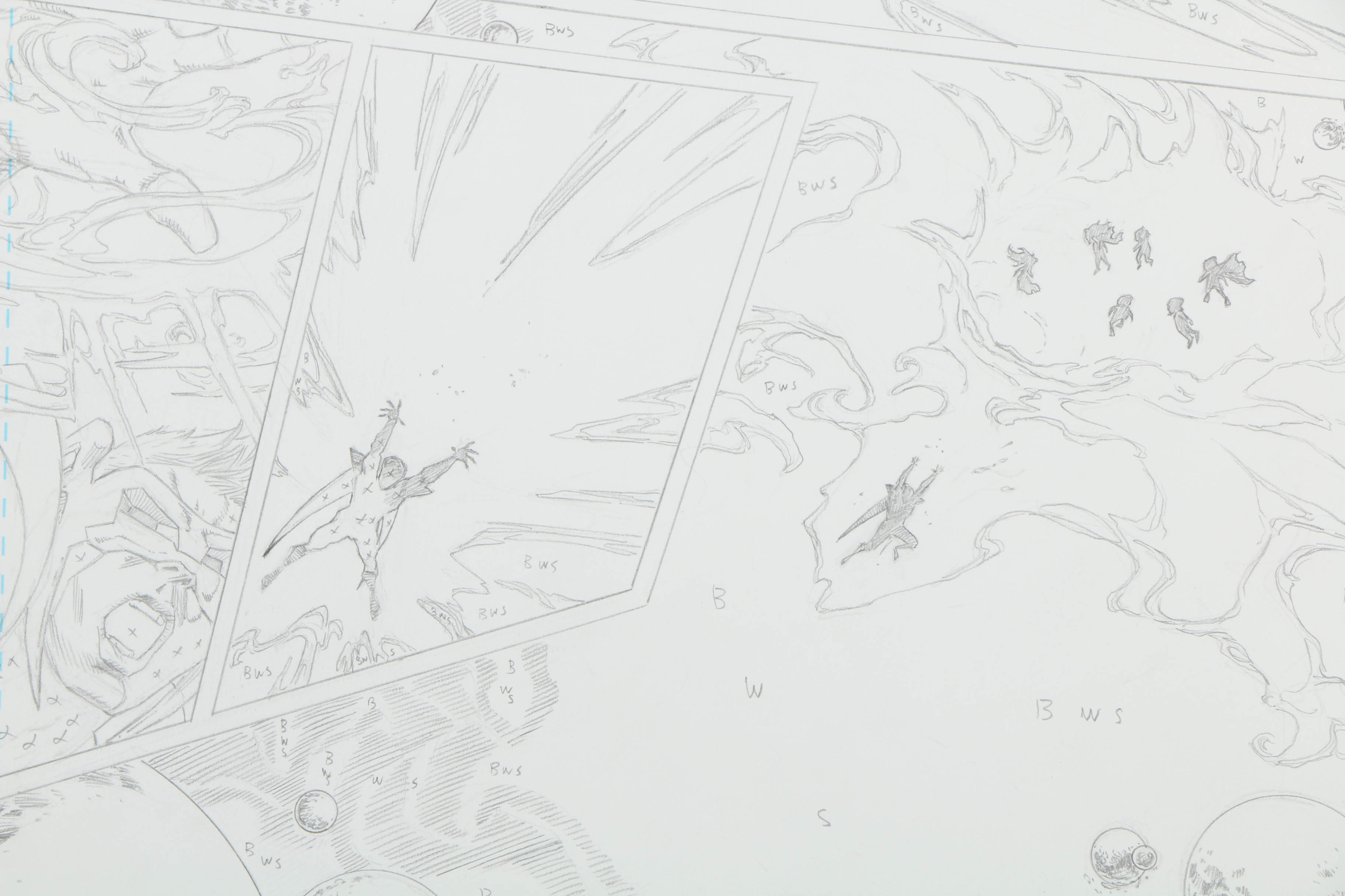 Pair of Brad Walker Ink and Graphite Drawings "Green Lantern: New Guardians"