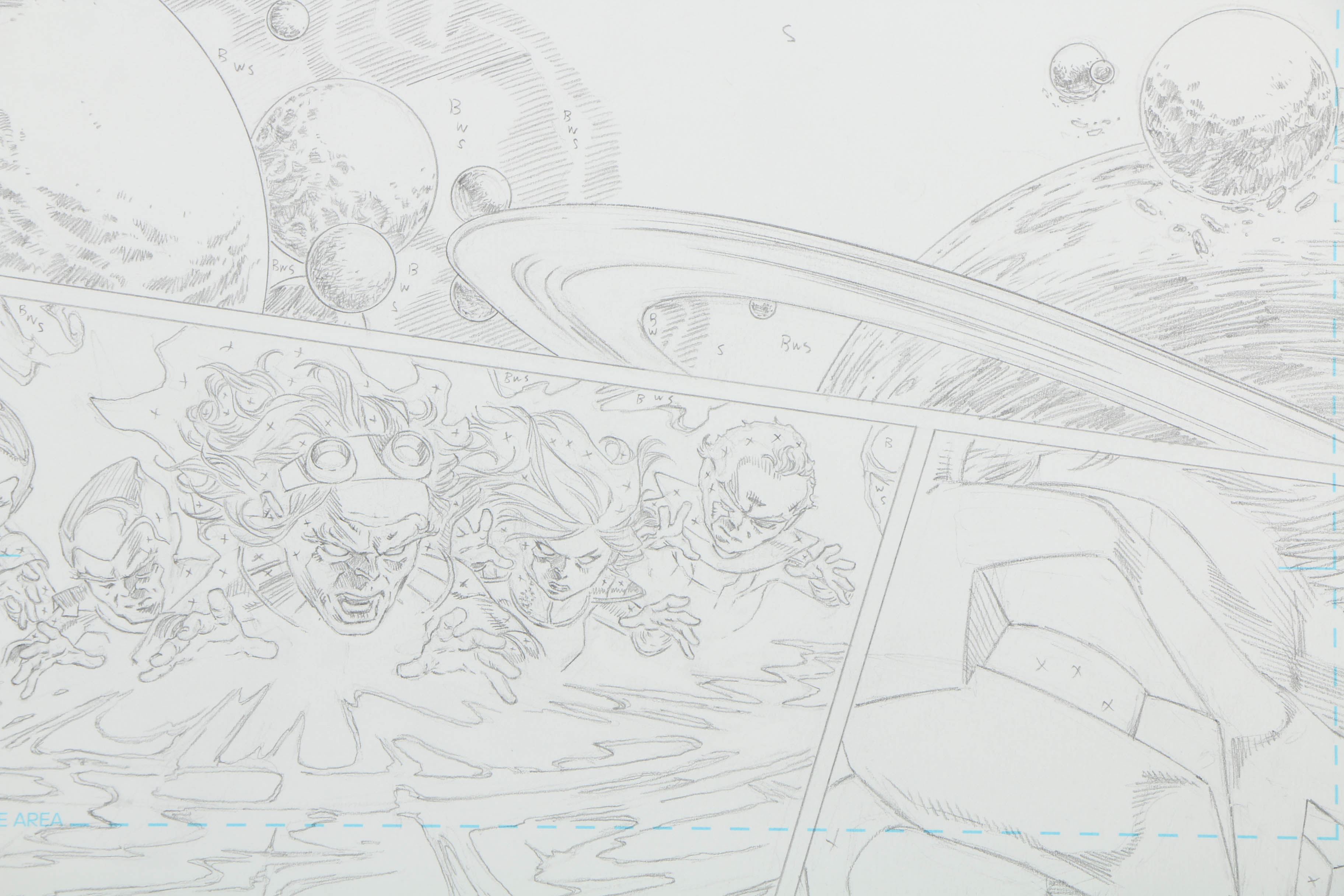 Pair of Brad Walker Ink and Graphite Drawings "Green Lantern: New Guardians"