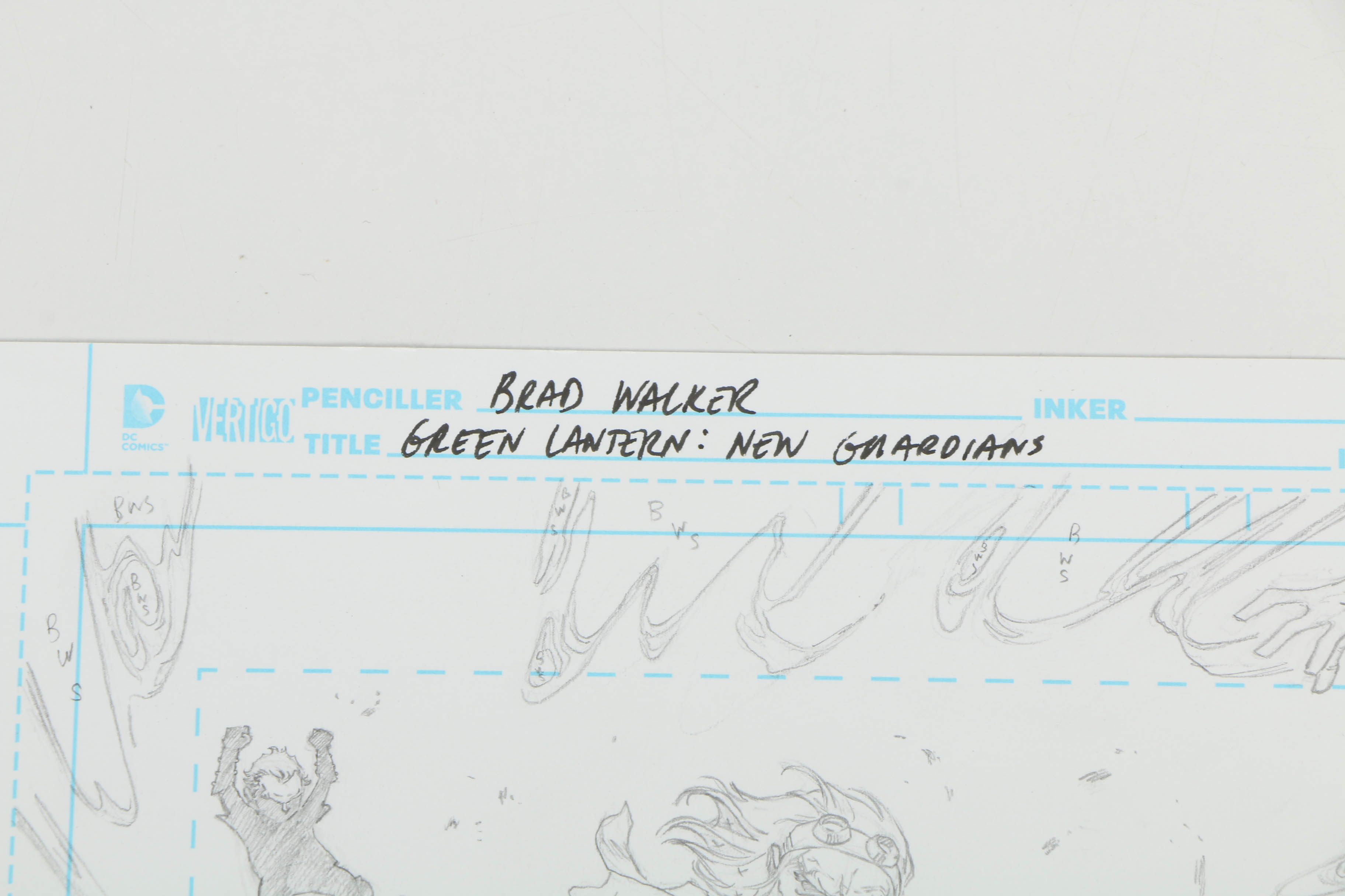 Pair of Brad Walker Ink and Graphite Drawings "Green Lantern: New Guardians"