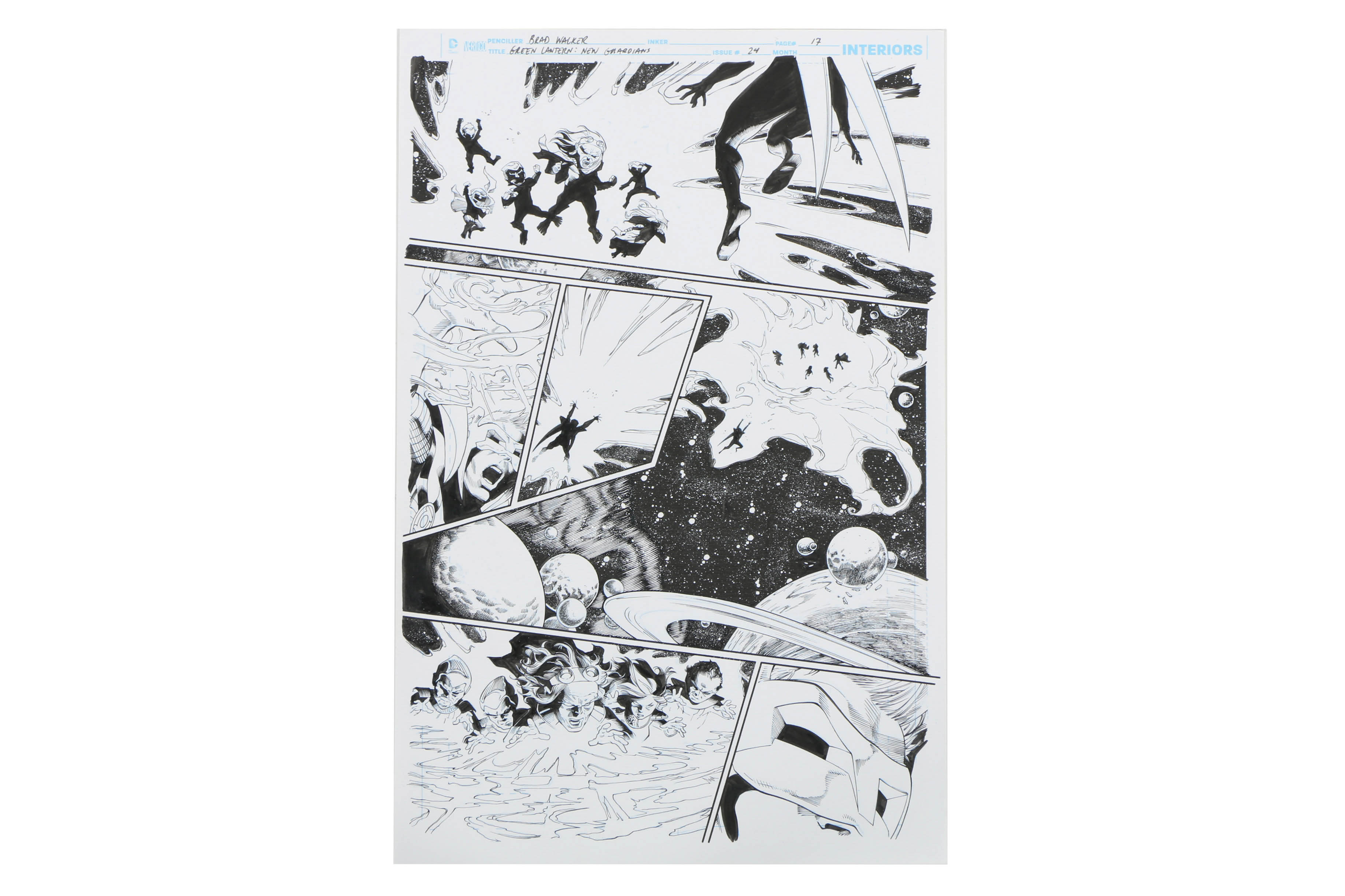 Pair of Brad Walker Ink and Graphite Drawings "Green Lantern: New Guardians"