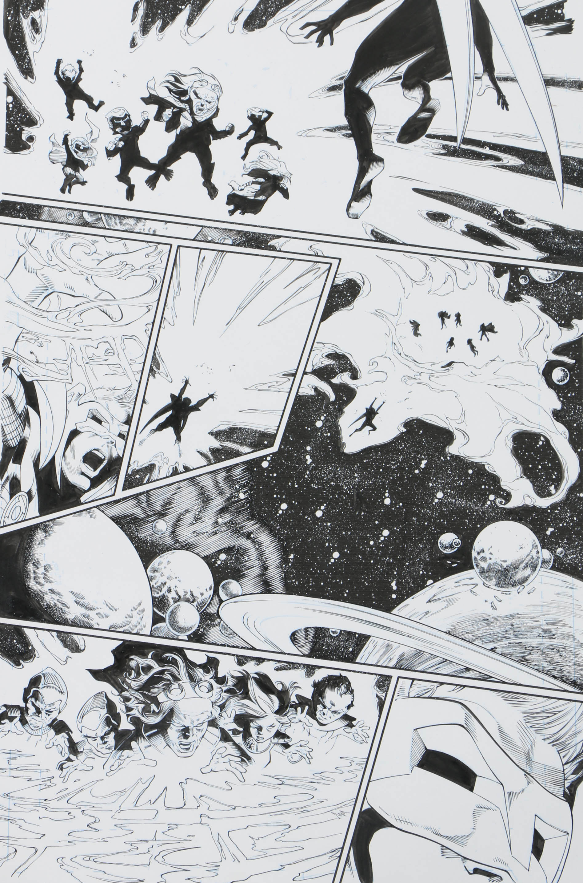 Pair of Brad Walker Ink and Graphite Drawings "Green Lantern: New Guardians"