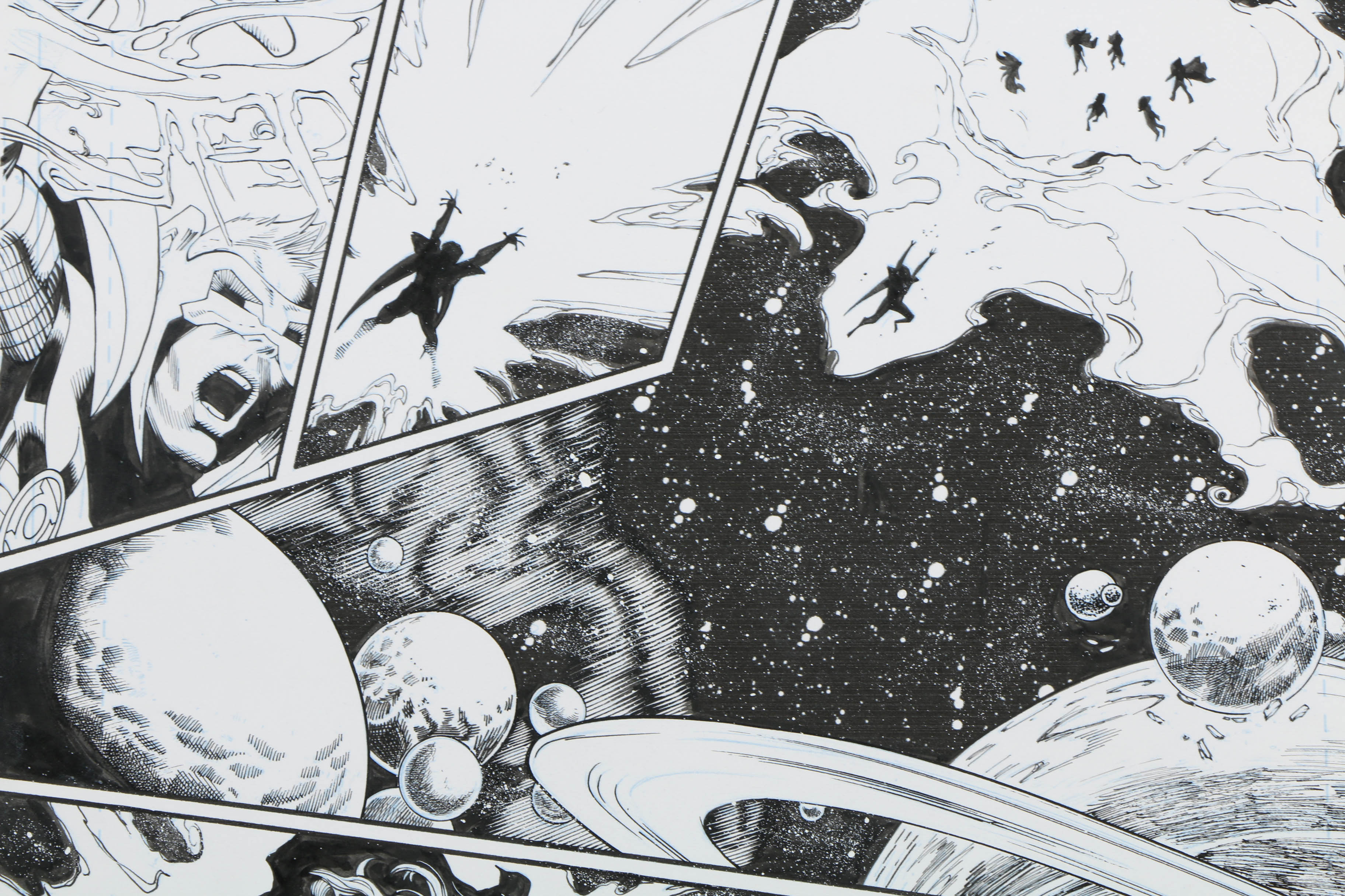 Pair of Brad Walker Ink and Graphite Drawings "Green Lantern: New Guardians"