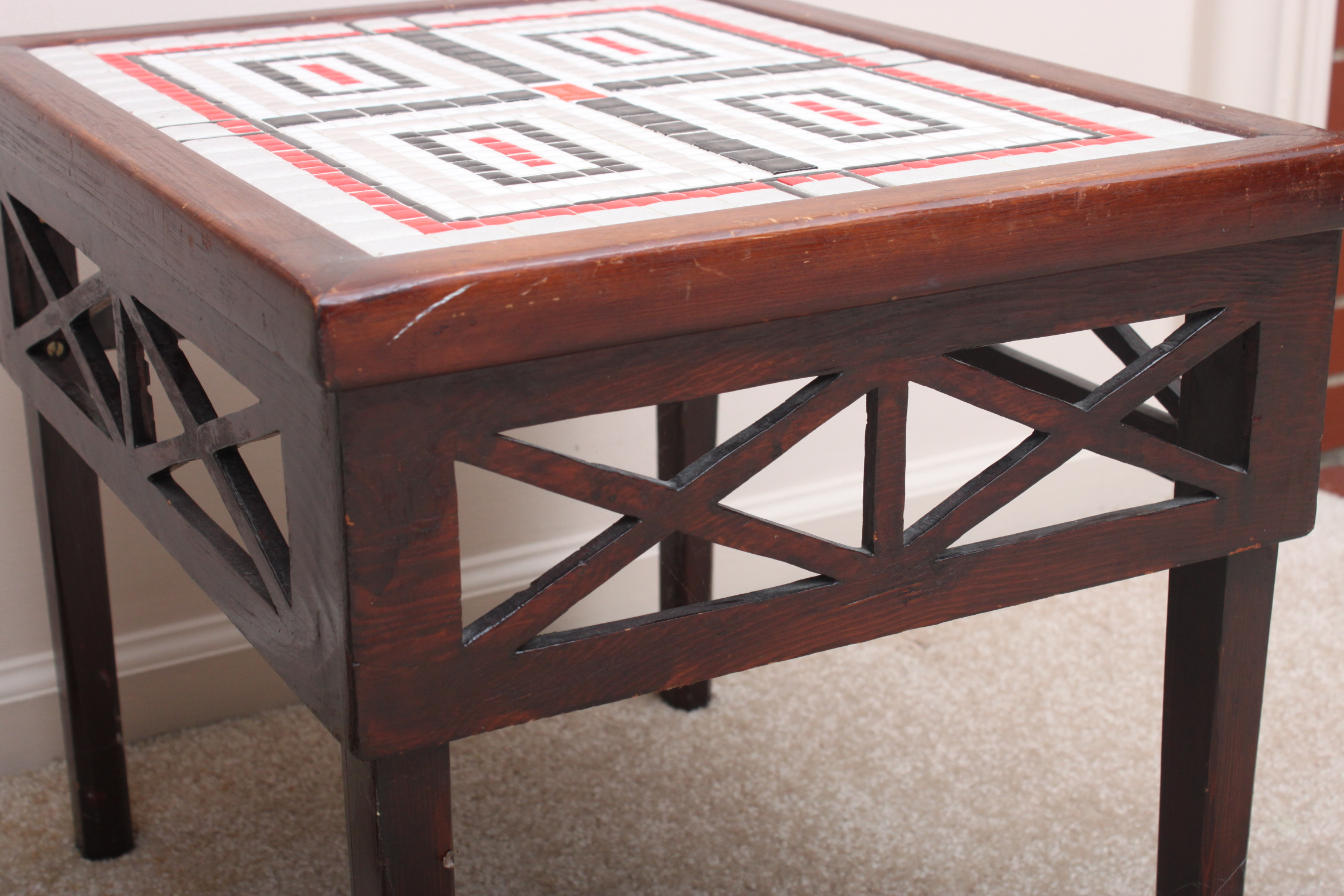Tables and Tray With Tile Mosaic Tops