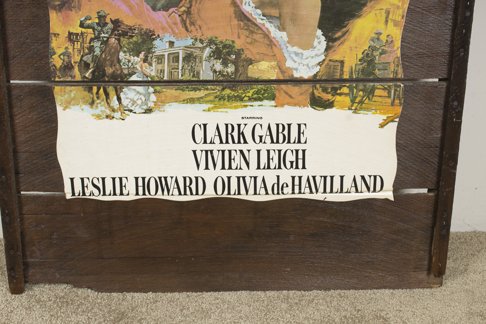 Offset Lithograph Film Poster on Wood Boards "Gone with the Wind"