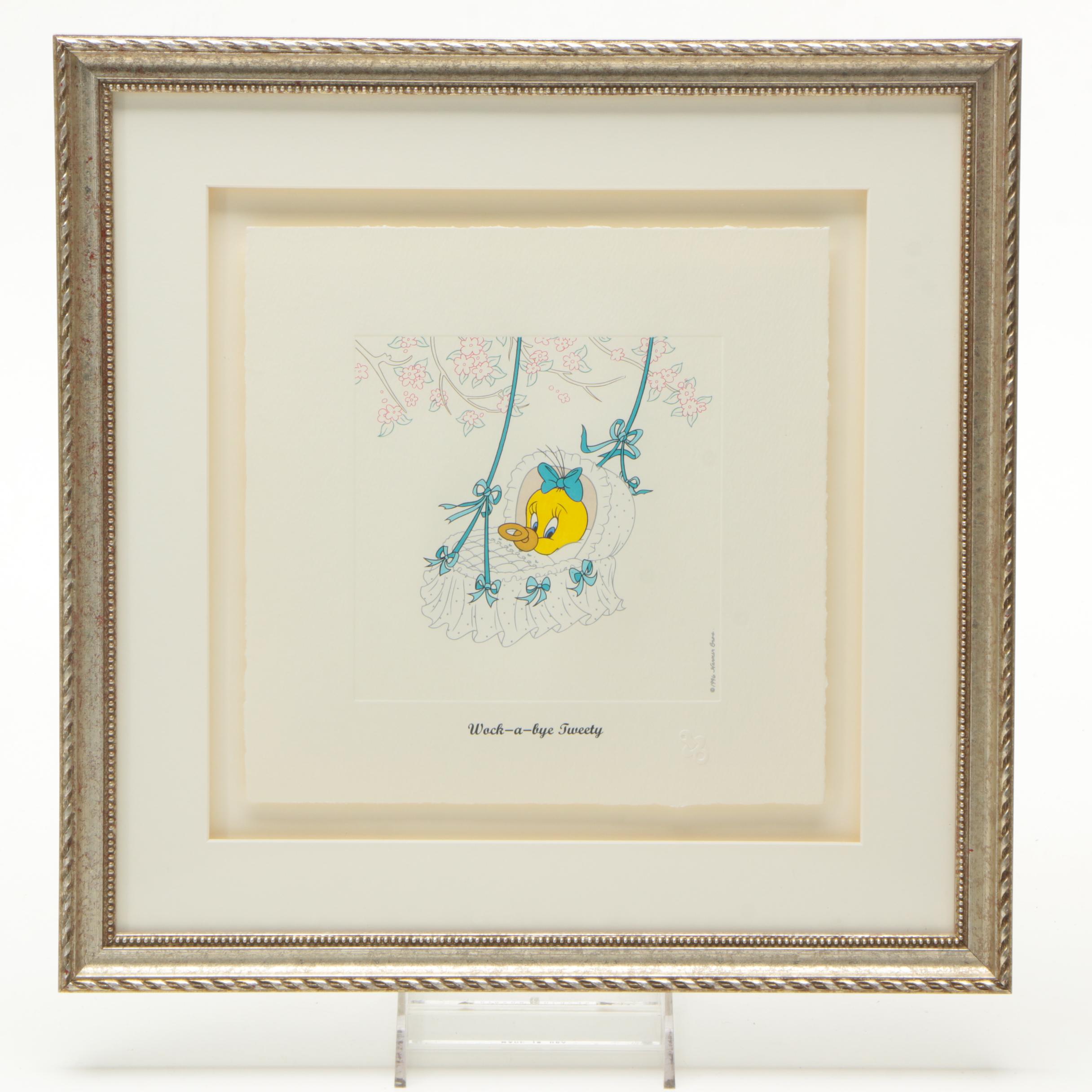 Warner Brothers Limited Edition Colored Etching on Paper "Wock-a-bye Tweety"