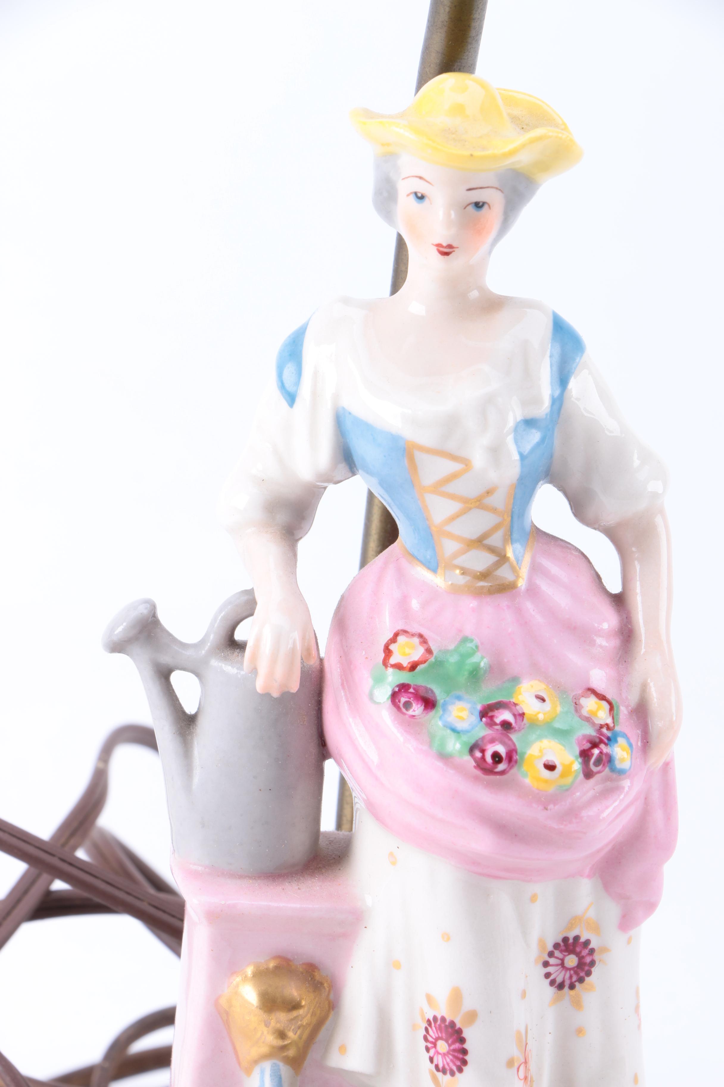 Pair of Vintage Figural Porcelain Table Lamps