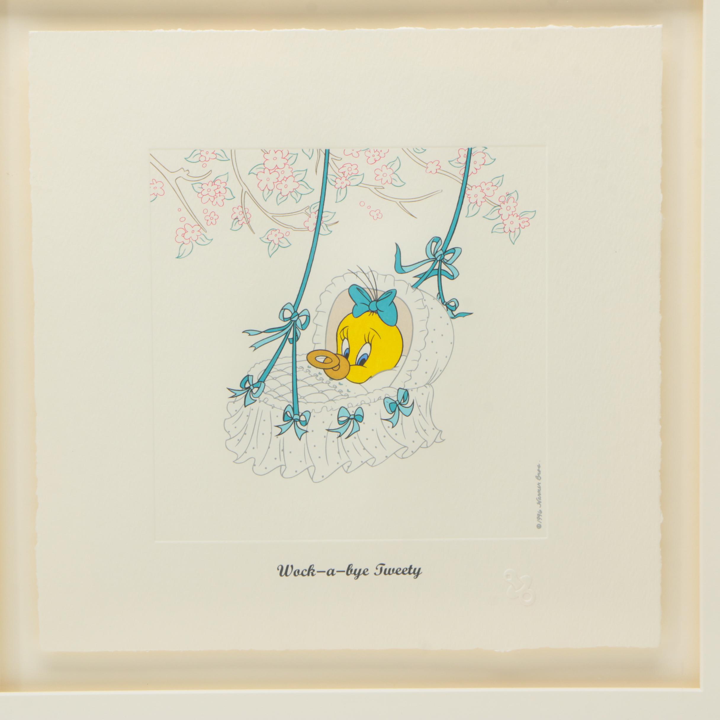 Warner Brothers Limited Edition Colored Etching on Paper "Wock-a-bye Tweety"