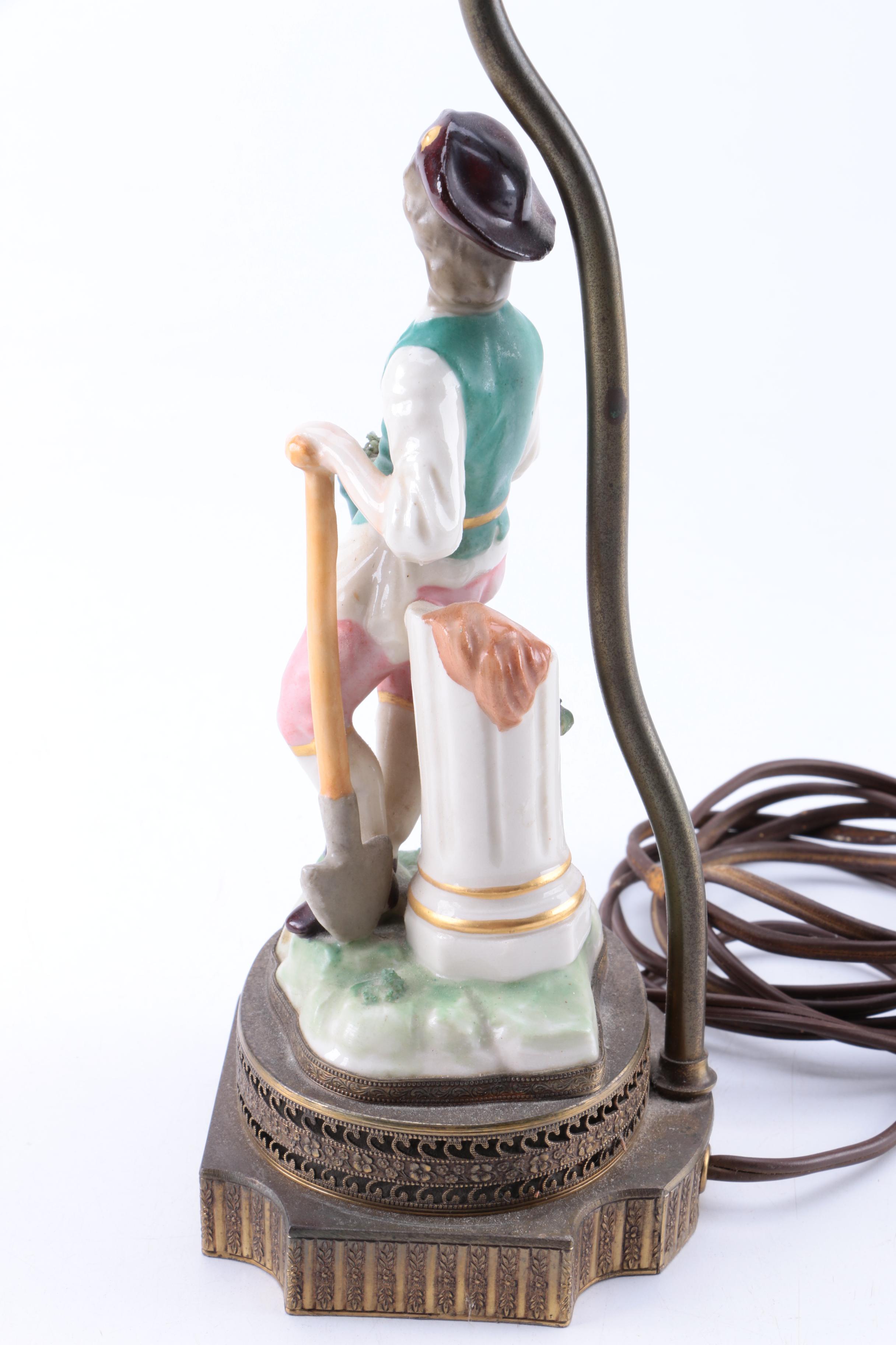 Pair of Vintage Figural Porcelain Table Lamps