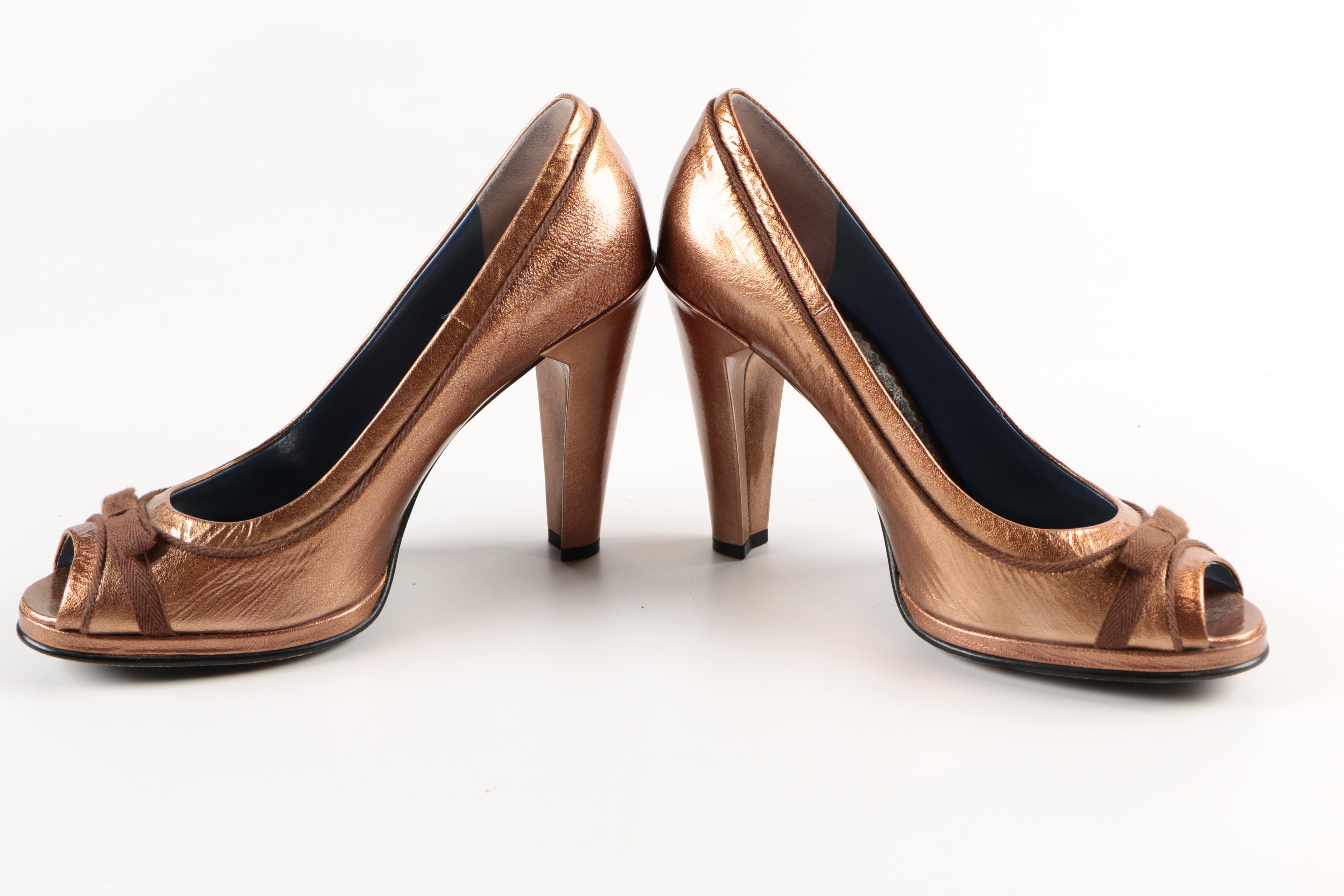 Marc Jacobs Metallic Bronze Leather Pumps