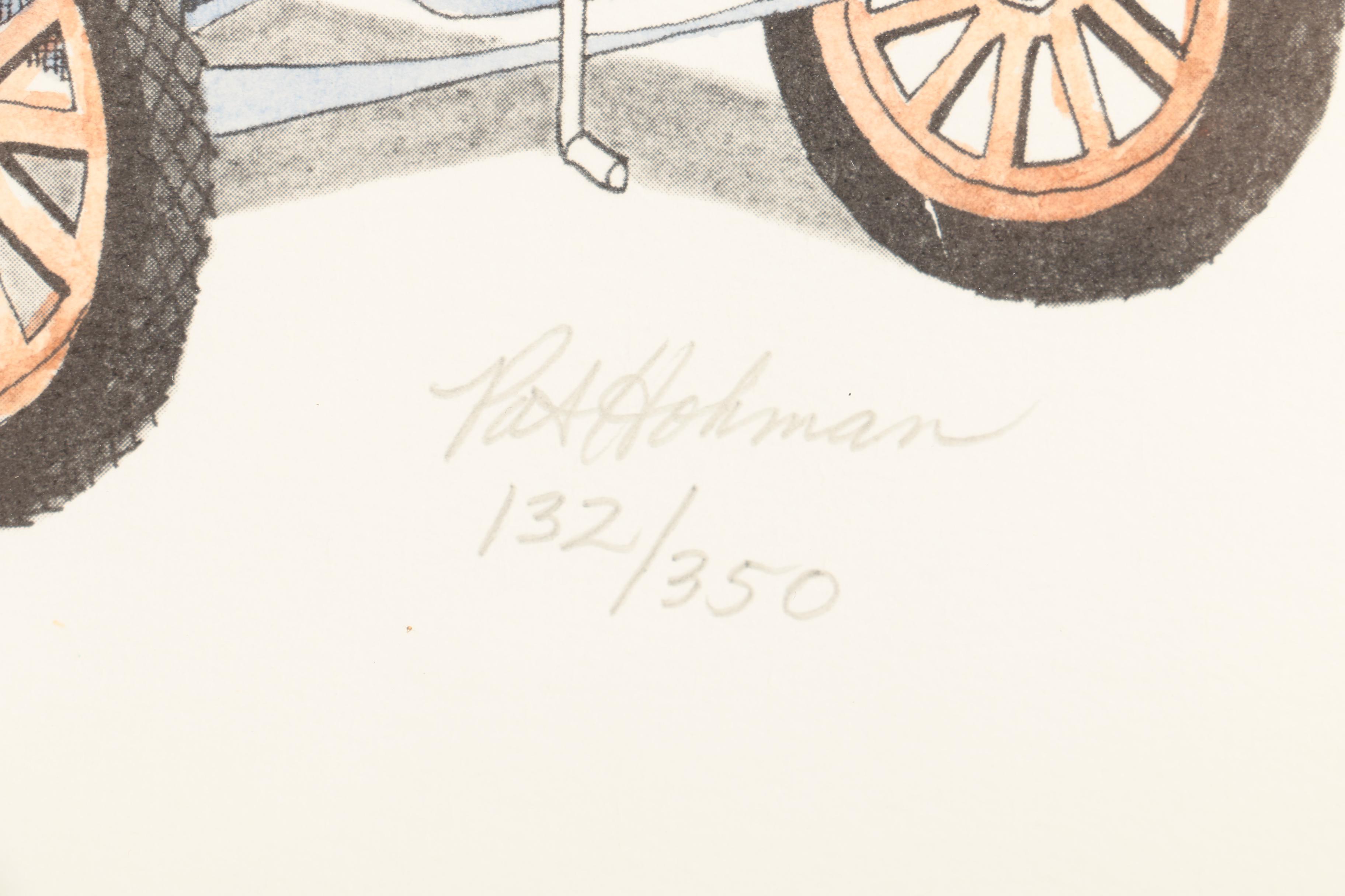Pat Hohman Limited Edition Colored Lithographs of Classic Cars