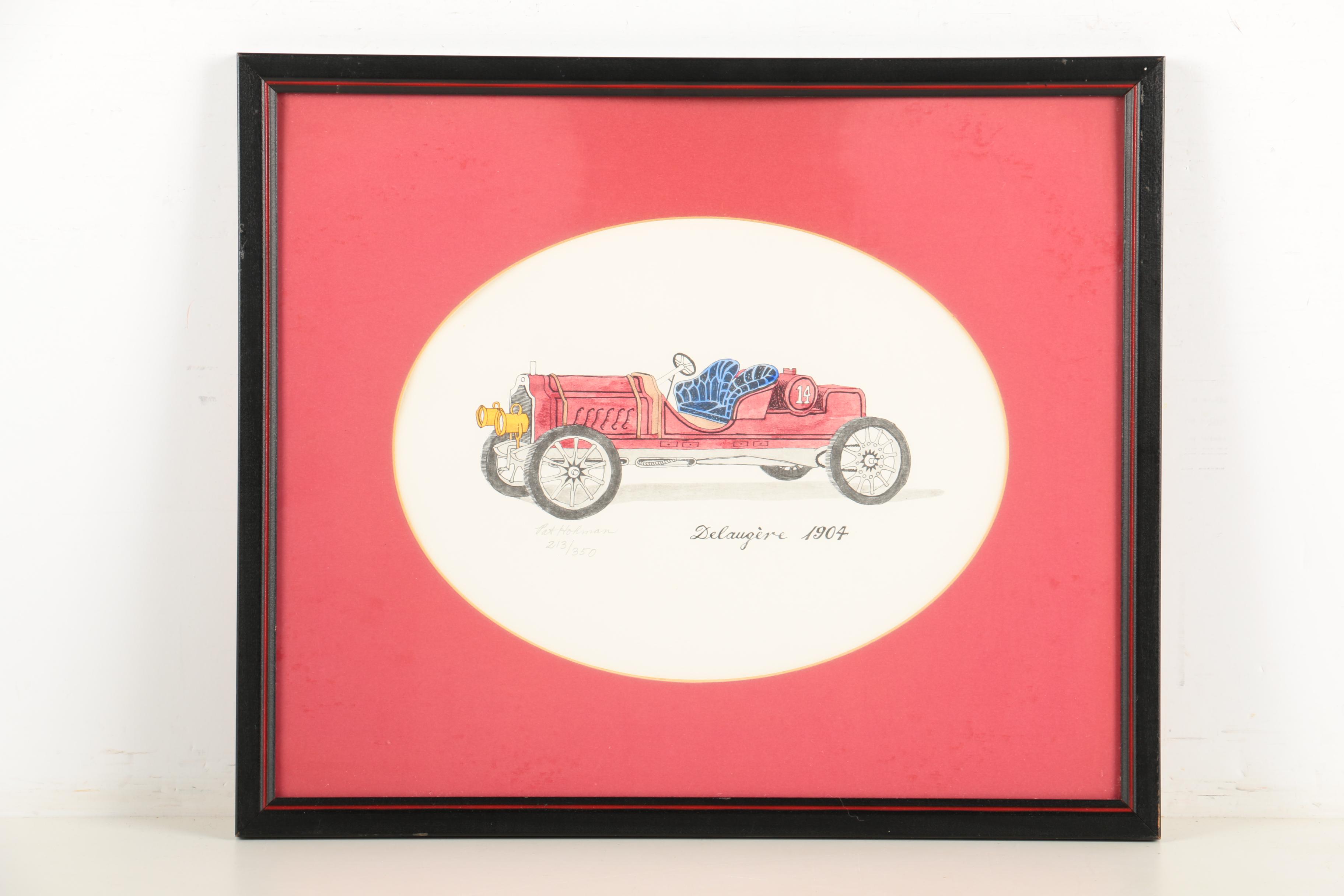 Pat Hohman Limited Edition Colored Lithographs of Classic Cars