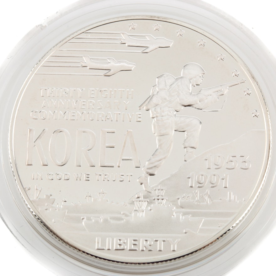 1991 D Korean War Memorial Commemorative Silver Dollar