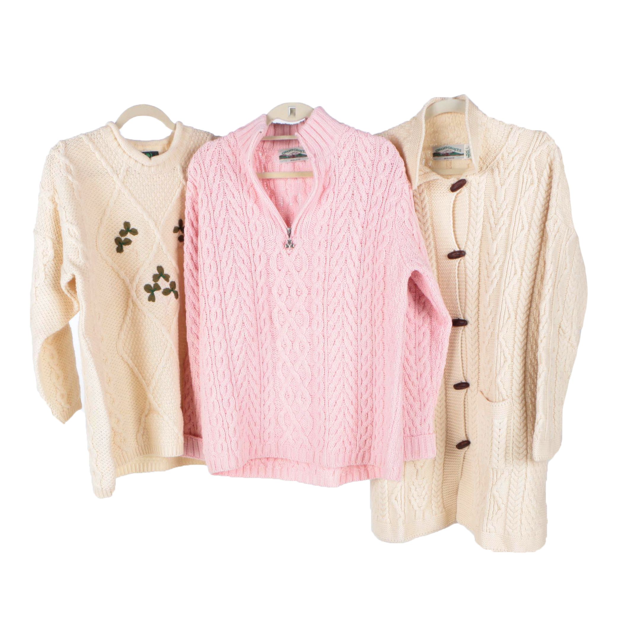 Three Women's Irish Wool Sweaters