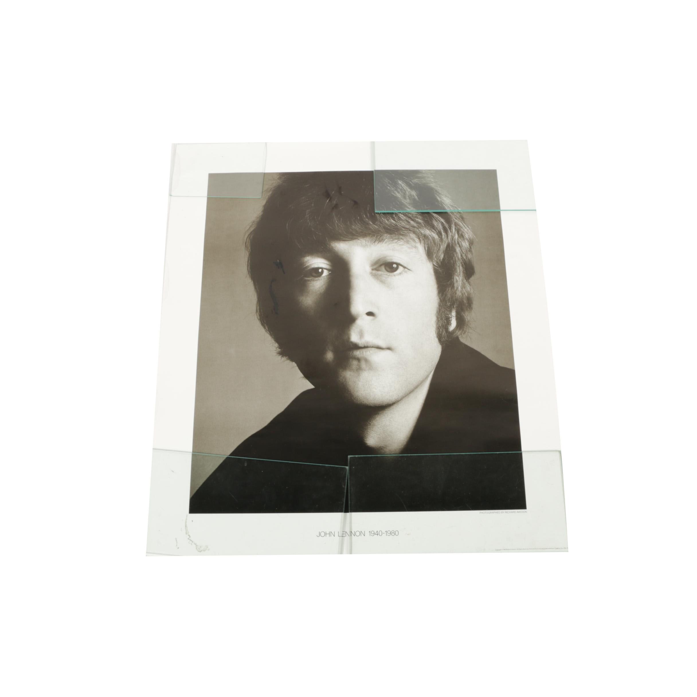 Vintage Offset Lithograph Poster After Richard Avedon "John Lennon 1940-1980"