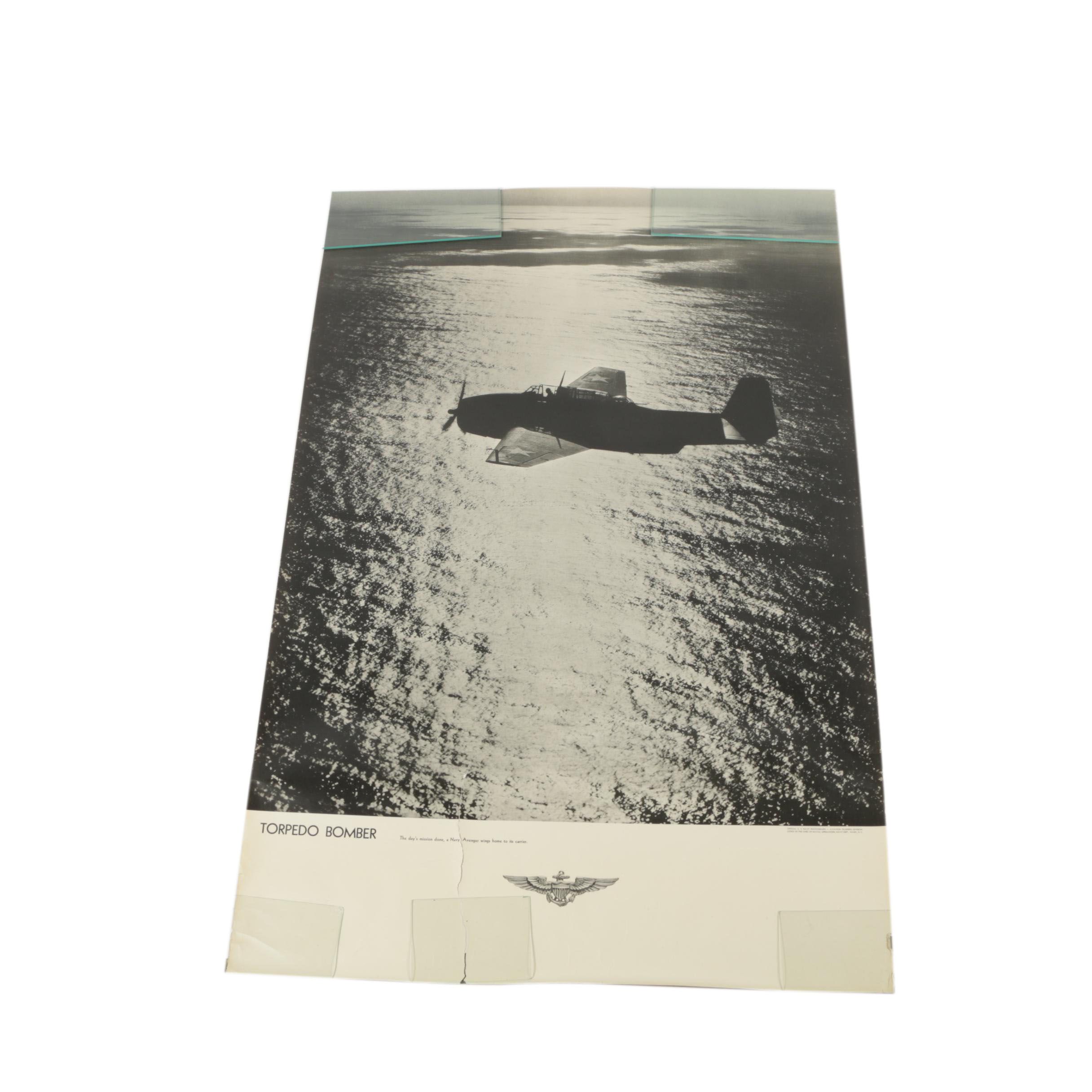 United States Navy Lithograph Poster "Torpedo Bomber"
