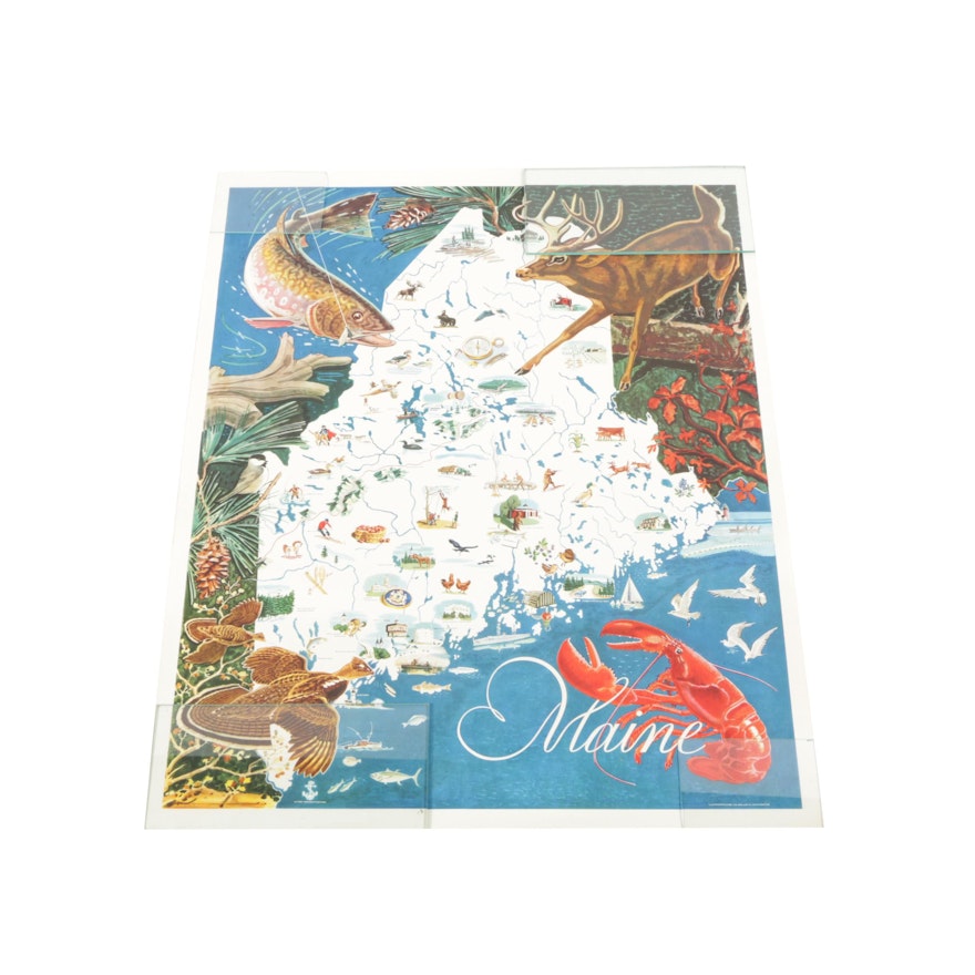 Offset Lithograph Poster of the State of Maine