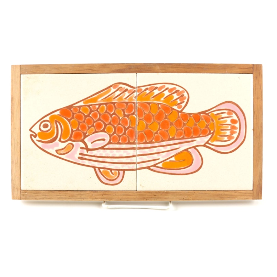 Vintage Mid Century Art Tile Fish Wall Art Plaque