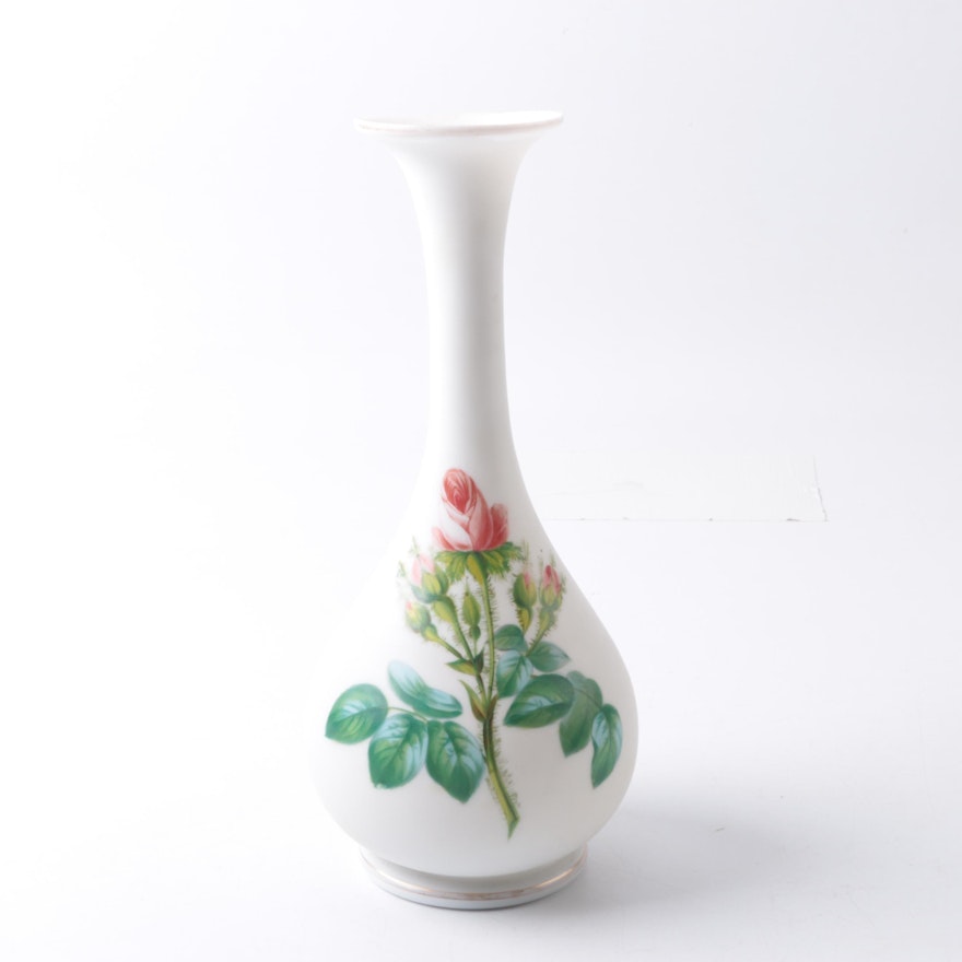 Vintage Hand Painted Bristol Glass Vase