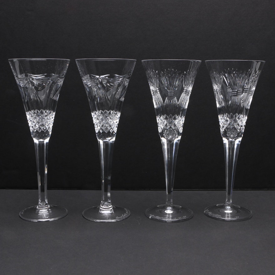 Artist Signed Waterford "Millennium Series" Champagne Flutes